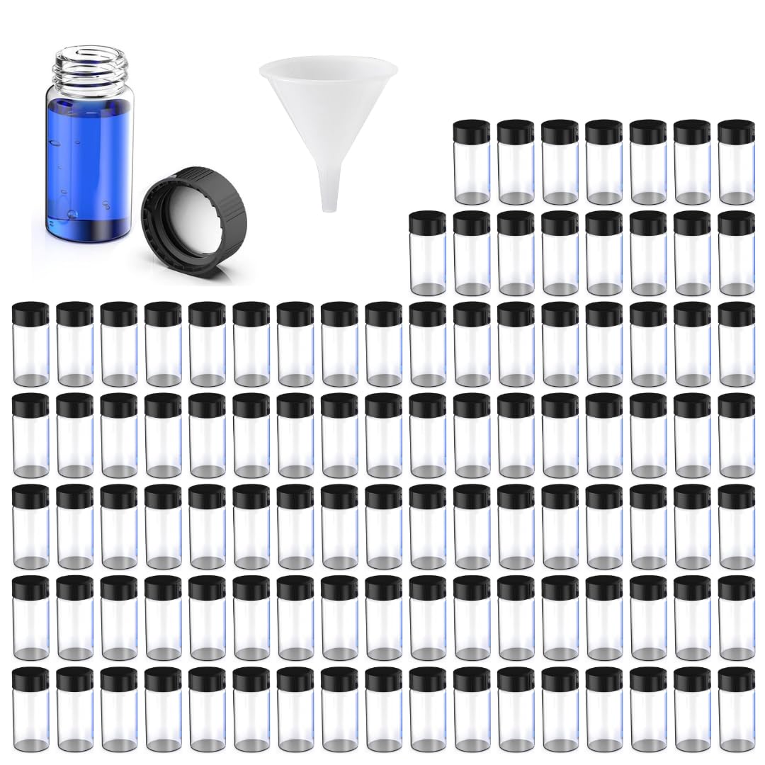 Spylx 20ml Culture Tubes, Sample Vials, Clear Glass Vials with Black PP Screw Caps, Liquid Storage Glass Thread Bottles, for Lab, Essential Oil, Perfume, Reagent bottles (100)-image-42