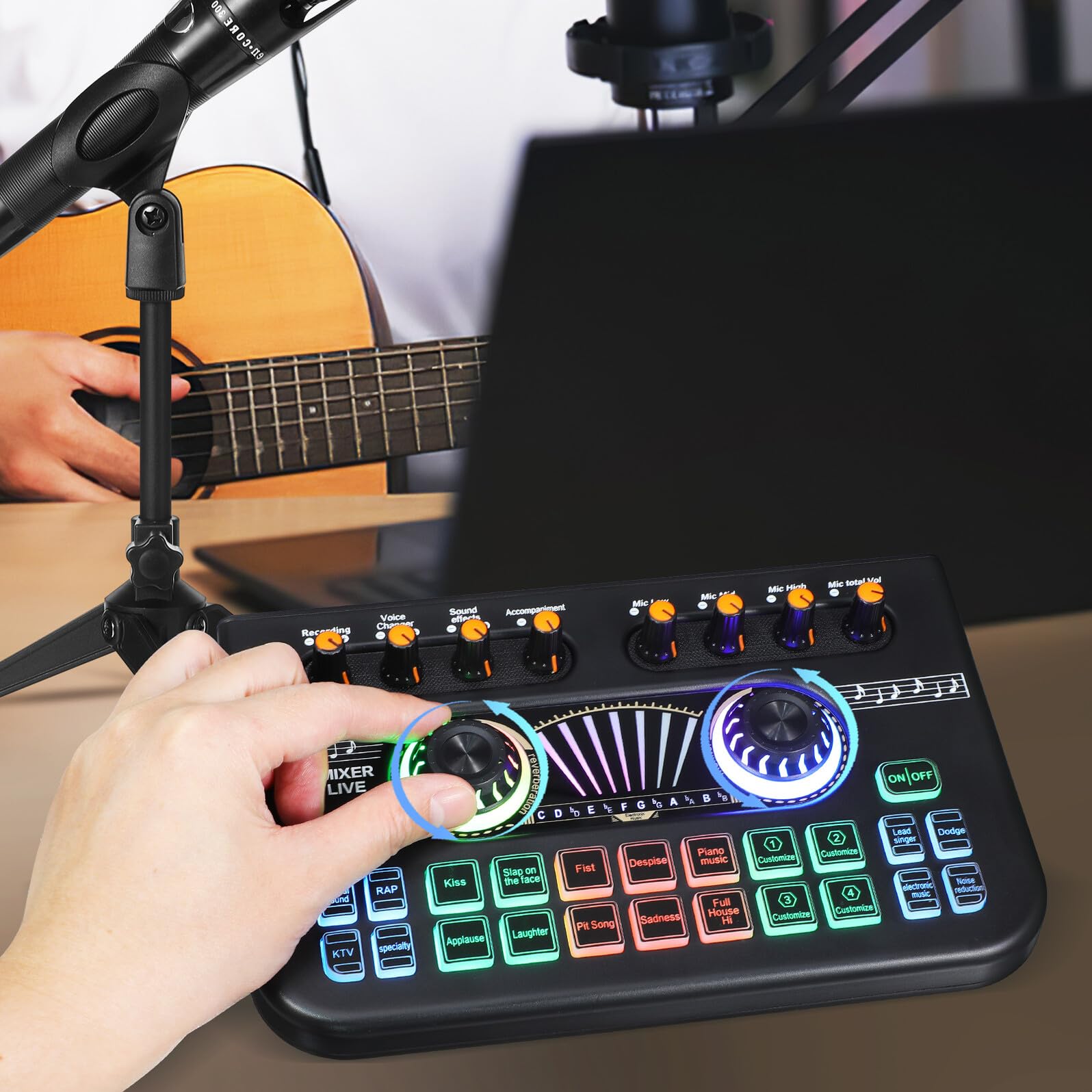 Apparecchiature per Registrazione Audio Kit di Studio con Microfono e Modifica Vocale Scheda Audio per Live Streaming e Registrazione di Podcast