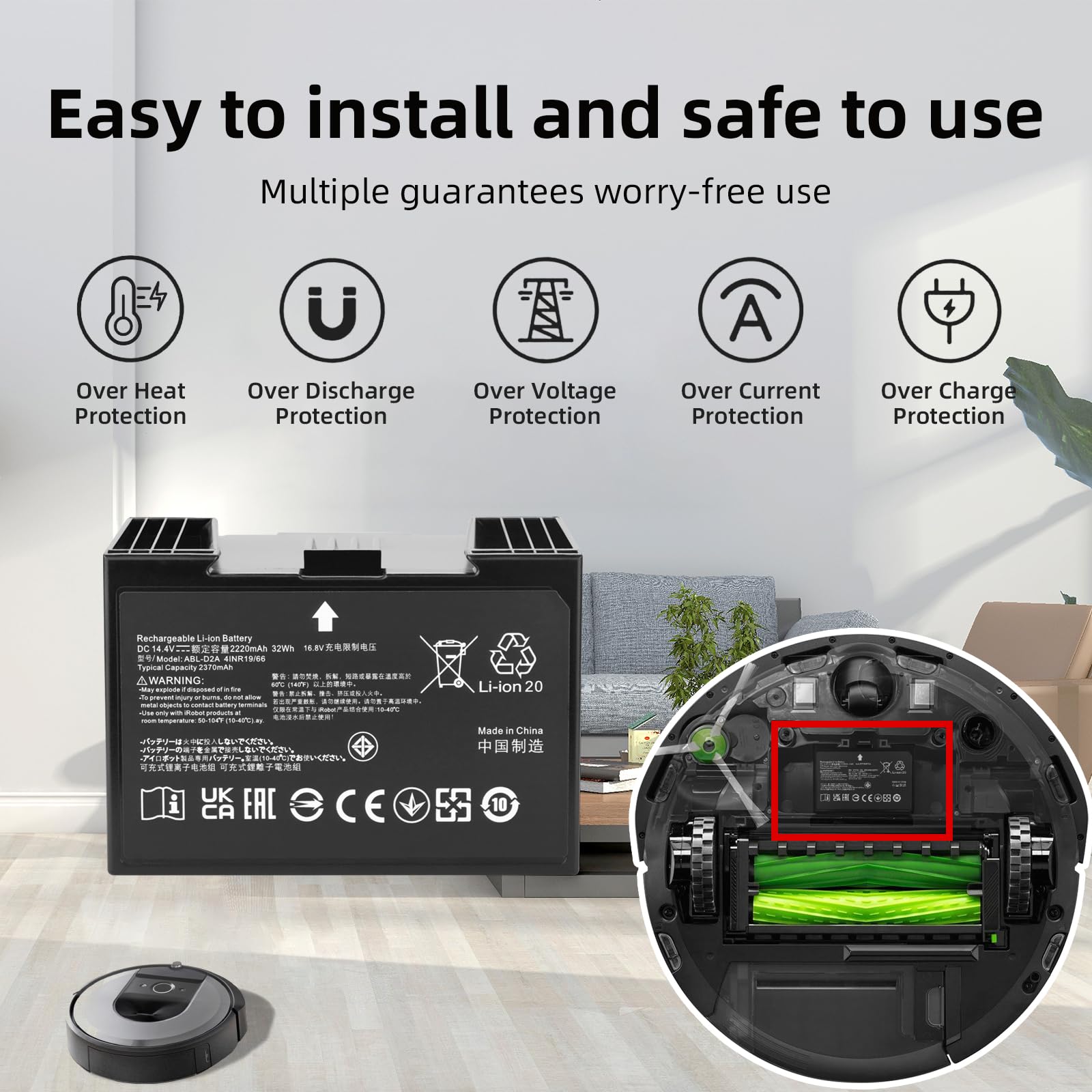 K KYUER 32Wh ABL-D2 Saugroboter Akku für iRobot Roomba i3 i3 i3 Plus