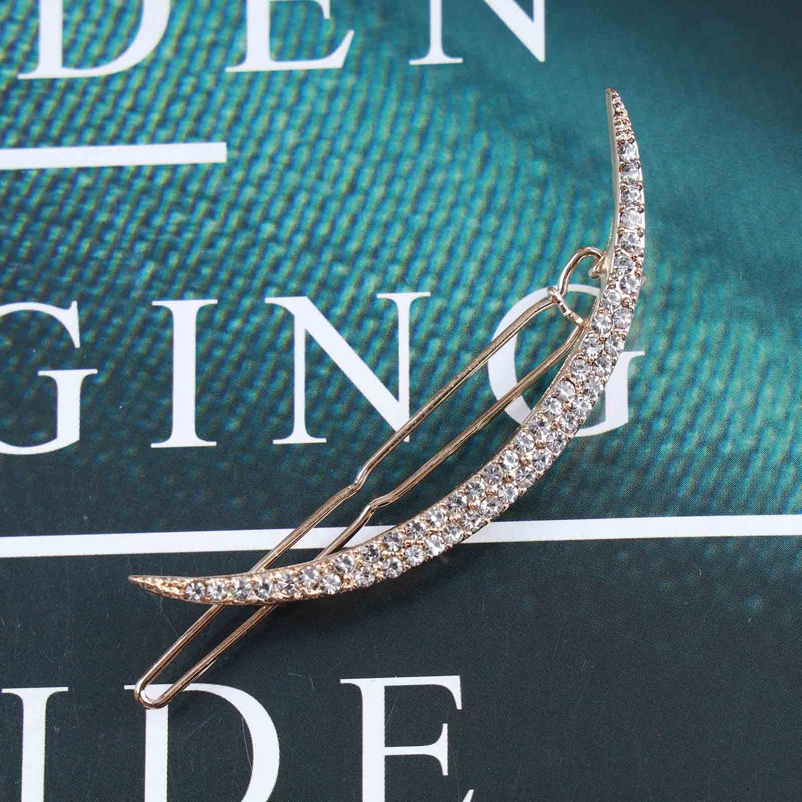Boho Moon Rhinestone Tassel Hair Clip Hairpin