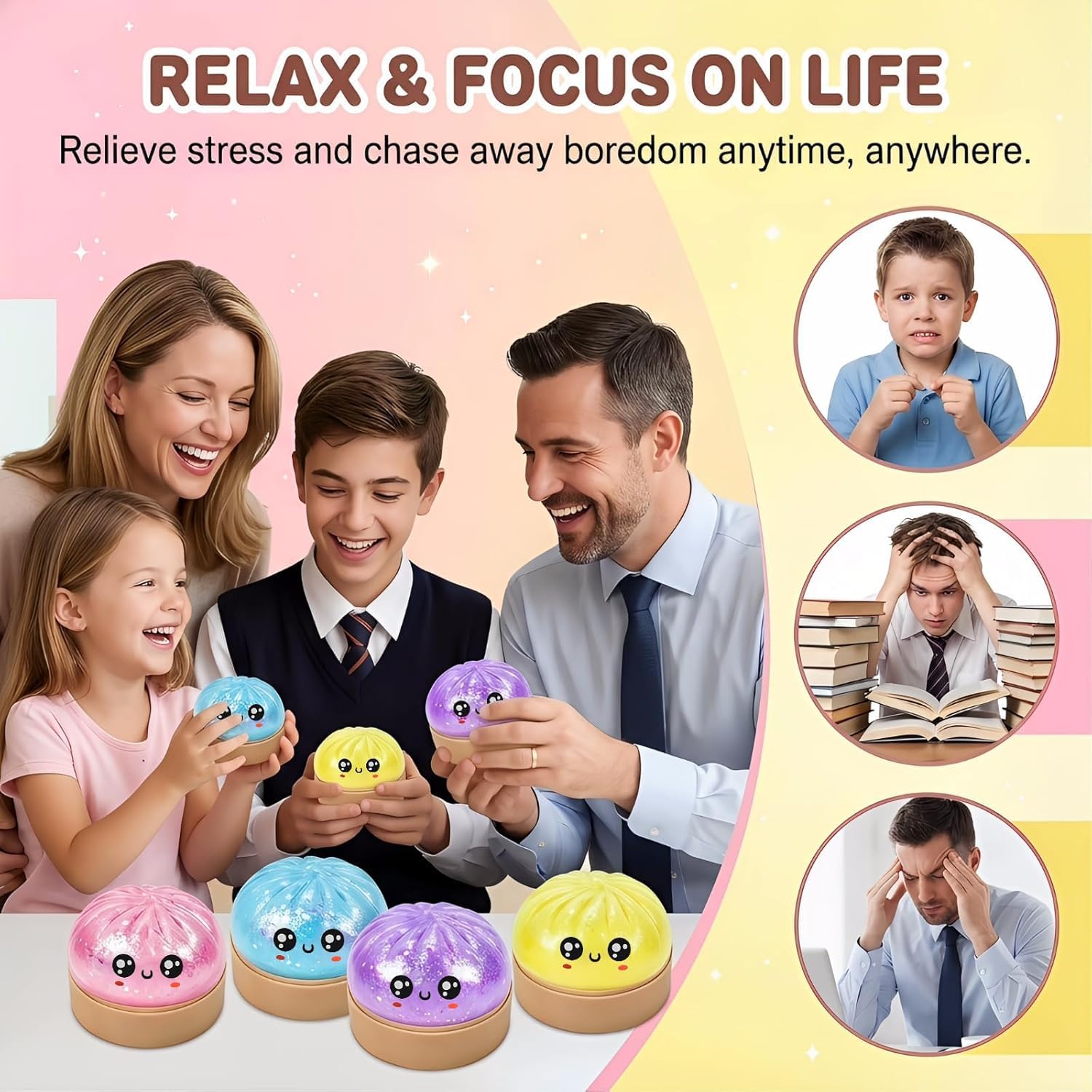 Mystery Squishy Dumplings 2 Pacchi Giganti con Glitter e Vaporiera – Giocattoli Sensoriali Soft Slow-Rise, Regalo Antistress, Idea Divertente per Bambini e Collezionisti, senza duplicati