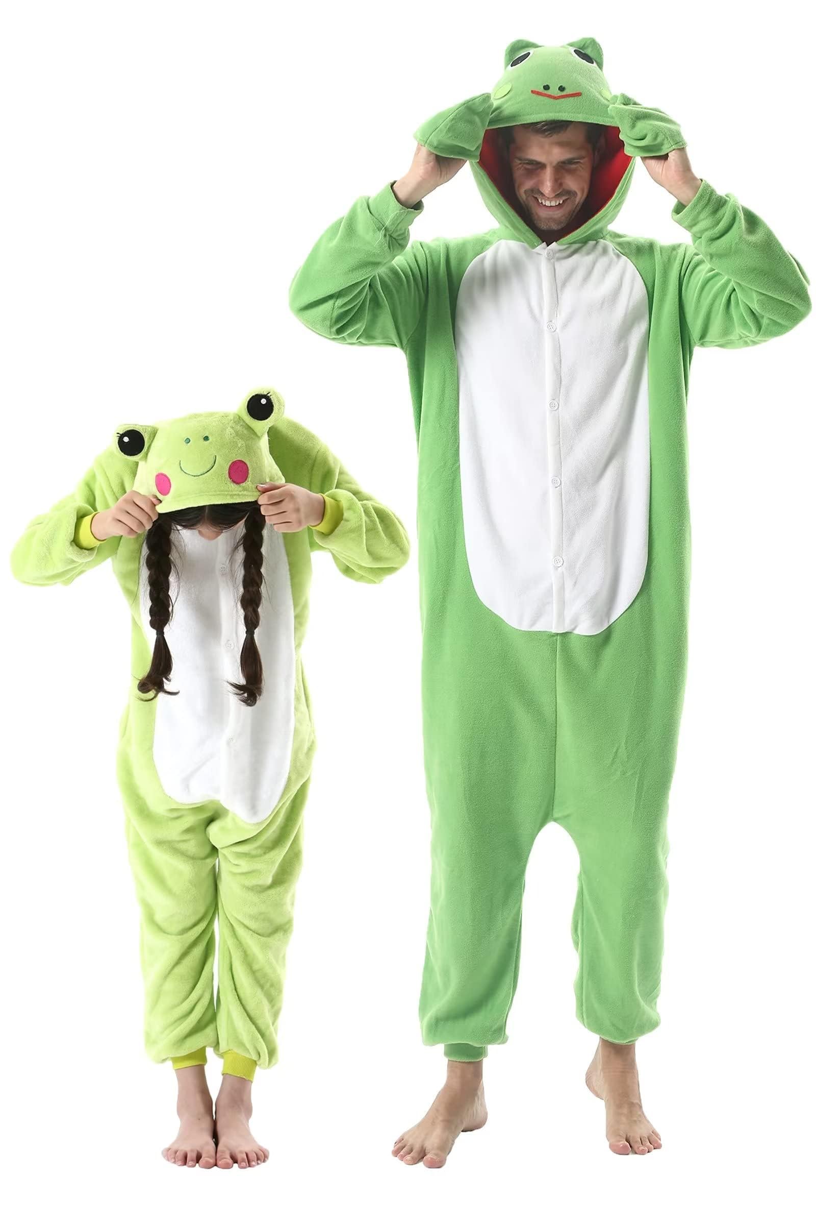 DarkCom Animal Onesie for Kids,Flannel Cosplay Frog Halloween Christmas Costume Parent-Child Sleepwear for Girls Boys 2-3 T โ image 1