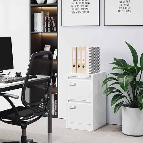 Miniatura 96 de Archivador vertical de 2 cajones con cerradura de metal, archivador vertical de metal, para oficina y hogar, archivadores verticales de acero