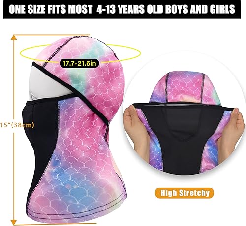 Miniatura 5 de Pasamontañas transpirables para niños (paquete de 2), máscara facial de invierno de forro polar para niños y niñas, gorro resistente al viento para