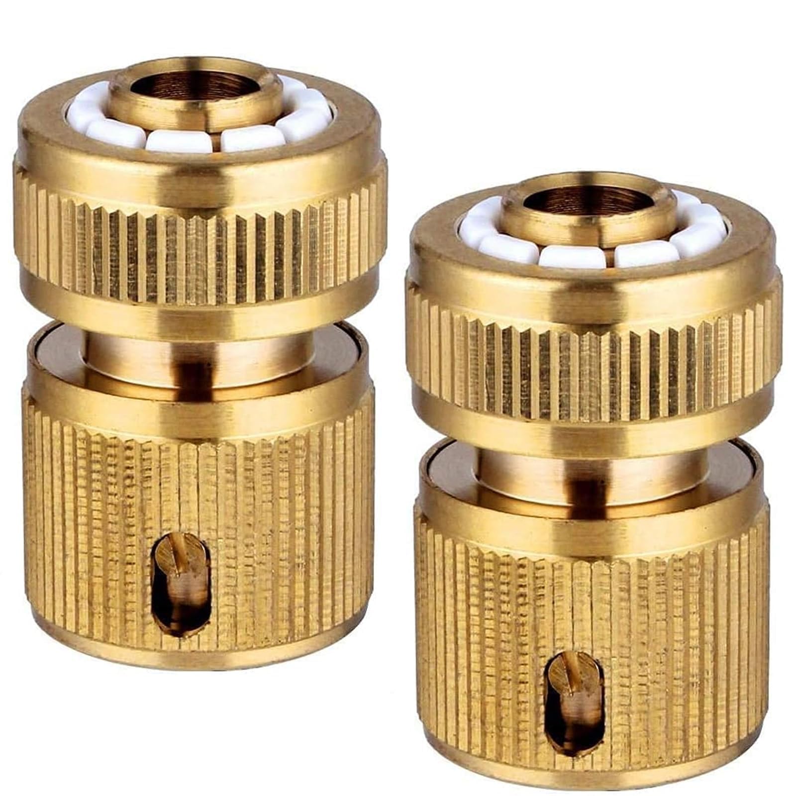 2Pcs Brass Quick Connect Hose Fittings, 1/2 Inch Heavy Duty Hose End Connectors for Garden Watering, Car Washing, Irrigation Systems, Durable Leak-Proof Pipe Couplers, Easy Installation