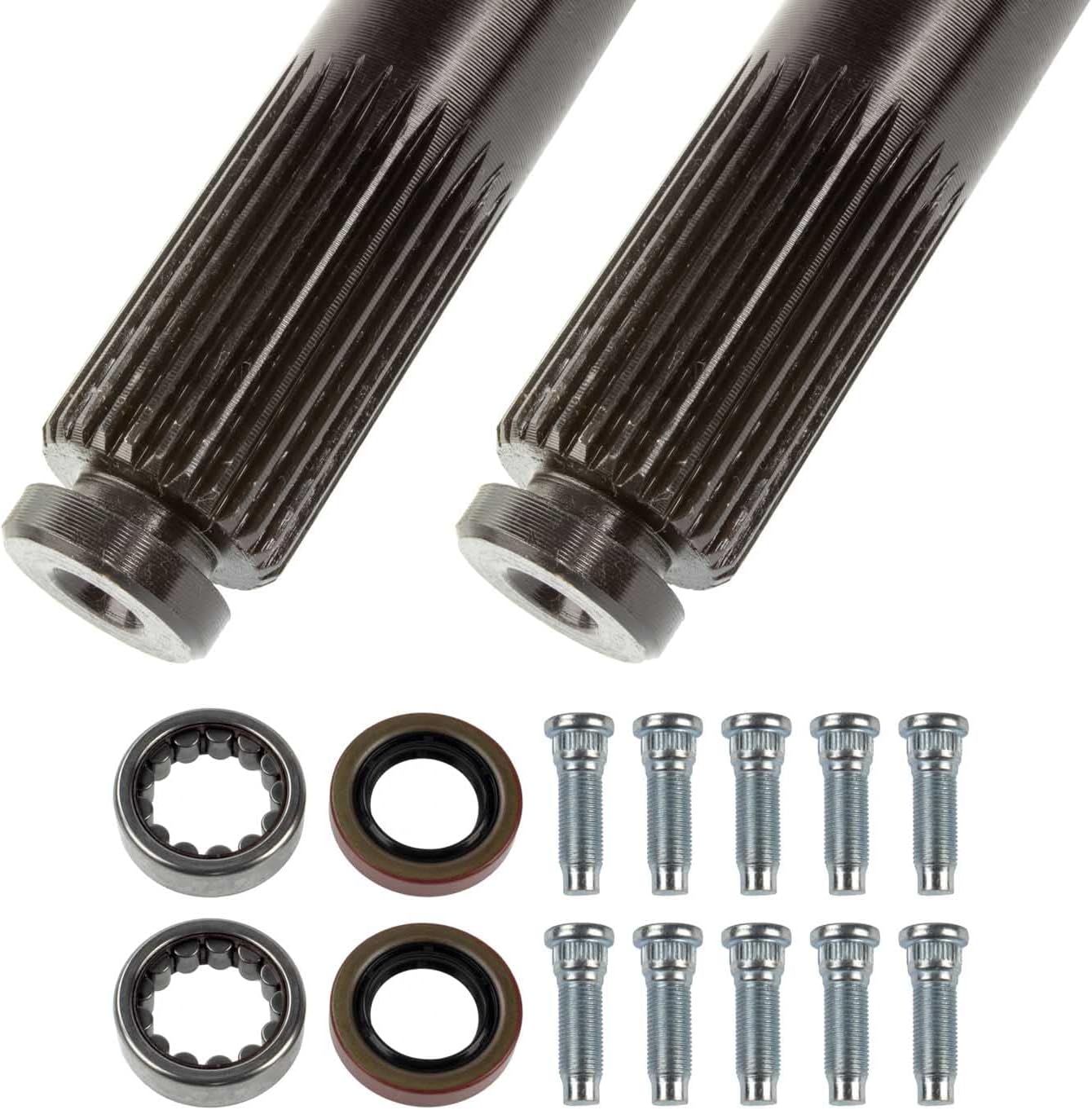 TEN Factory MG22138 Drive Axle Shaft Assembly for Dana 35 Standard, Spline Count: 27, 5x4.5 Bolt Pattern - Includes Left & Right Axles, Bearings, Seals & Studs - Fits Jeep Cherokee/Comanche