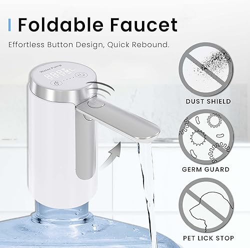 Miniatura 9 de KIARYUOLL Dispensador de agua plegable de 5 galones con liberación de botón para camping, dormitorio, cocina, hogar, bomba de agua eléctrica pequeña
