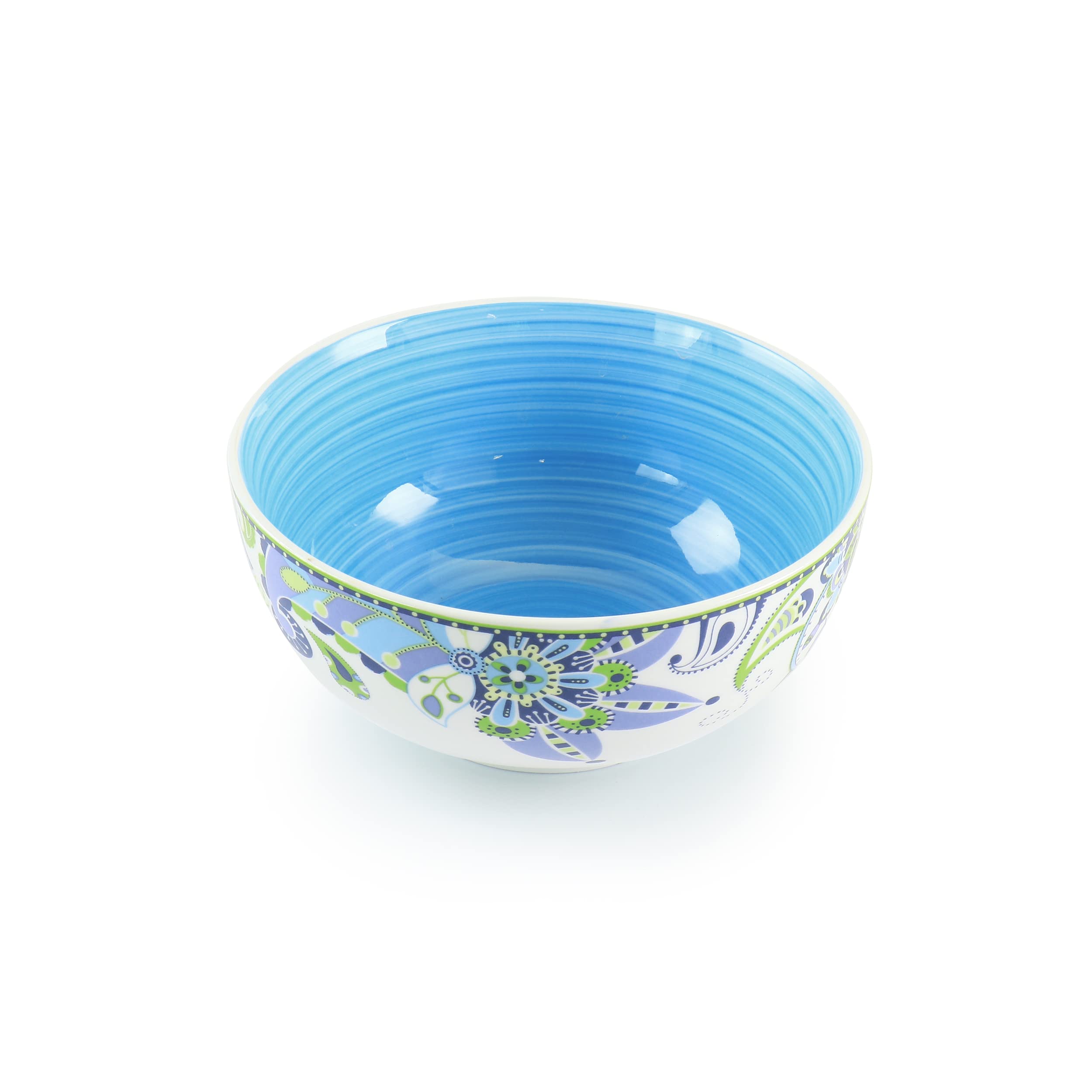 Elama Blue Crush 16-częściowy okrągły porcelanowy zestaw zastawy stołowej Mandala Paisley