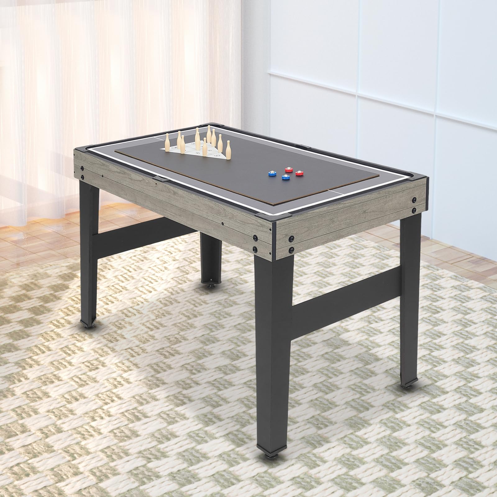 Mesa de juego 10 en 1, 122 x 60 x 80 cm, mesa multifunción con futbolín, mesa de ping pong, mesa multijuego 10 en 1 para niños y adultos, robusta mesa de tablero DM con compartimento de almacenamiento