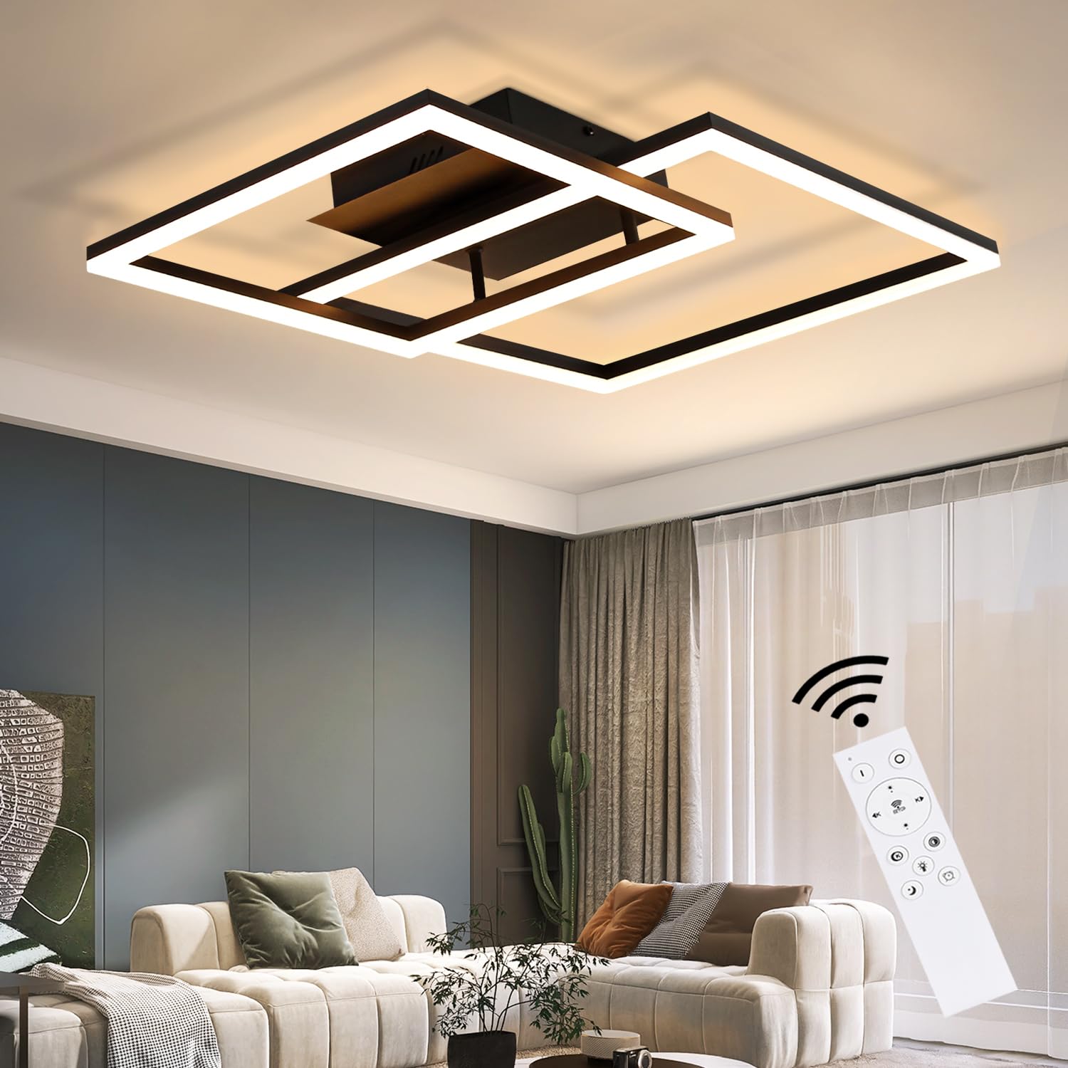 Plafoniera LED Dimmerabile,Moderna Soggiorno Lampada Da Soffitto Con Telecomando,Cameretta Illuminazione,Design Creativo In Alluminio Lampada A