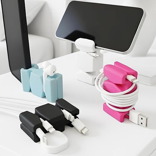 Miniatura 30 de CordBrick - Paquete de 4 soportes con peso para cables, para mesita de noche, gestión de cables, accesorio para teléfono, para adultos, multiusos,