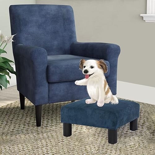 Miniatura 8 de Joveco Small Foot Rest Stool Ottoman, 15" Fabric Square Short Low Footstool Upholstered Footrest for Chair, Under Office Desk, Living Room, Navy