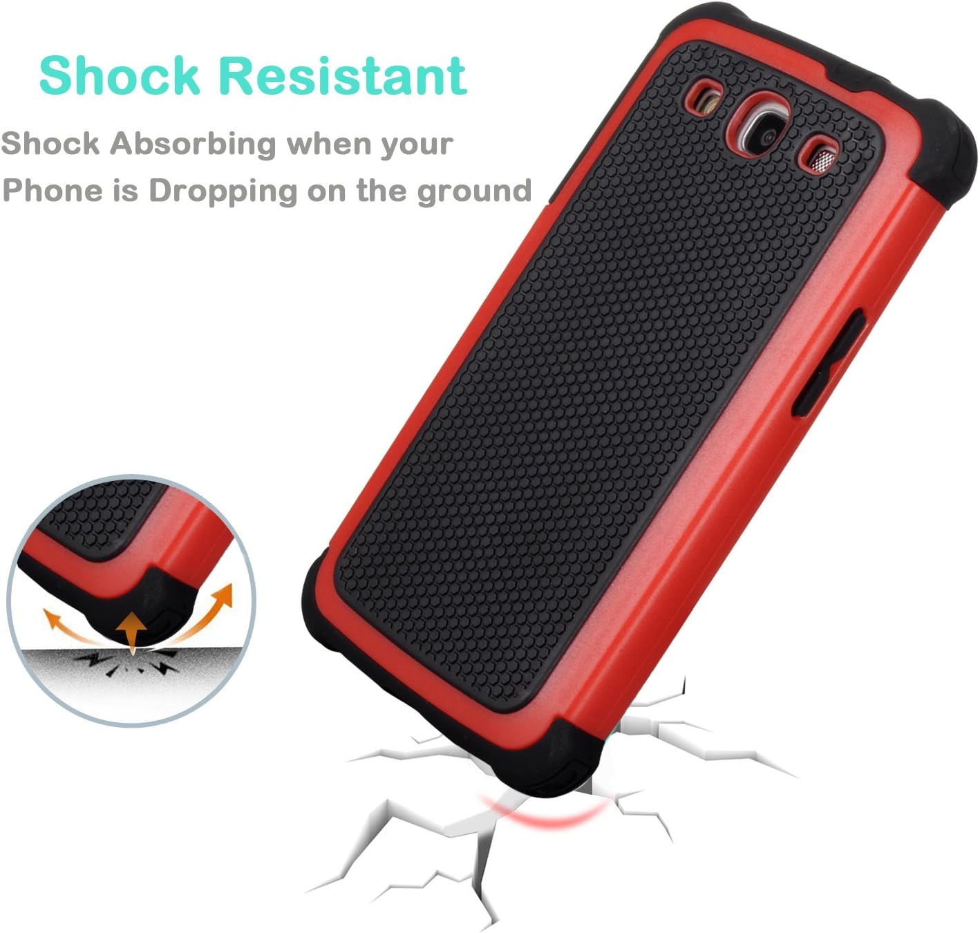 Galaxy S3 Case, Jeylly(TM) [Shock Proof] Scratch Absorbing Hybrid Rubber Plastic Impact Defender Rugged Slim Hard Case Cover Shell for Samsung Galaxy S3 S III I9300 GS3 All Carriers