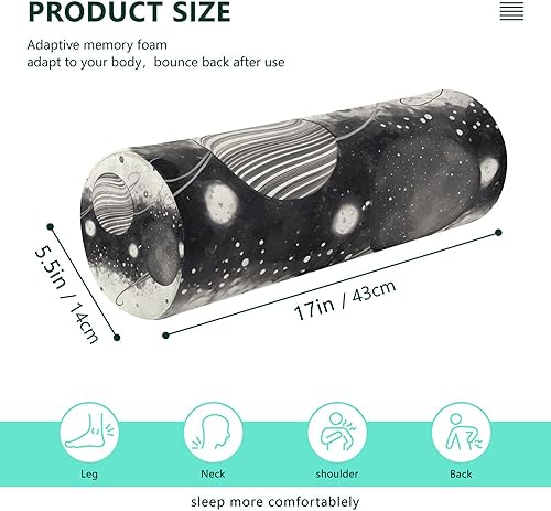 Miniatura 2 de Planet Star White Bolster Pillow and Cover Neck Roll Pillow Sleeping Round Pillow Insert 17 Inch for Pillow with Neck Support Pillow Cylinder