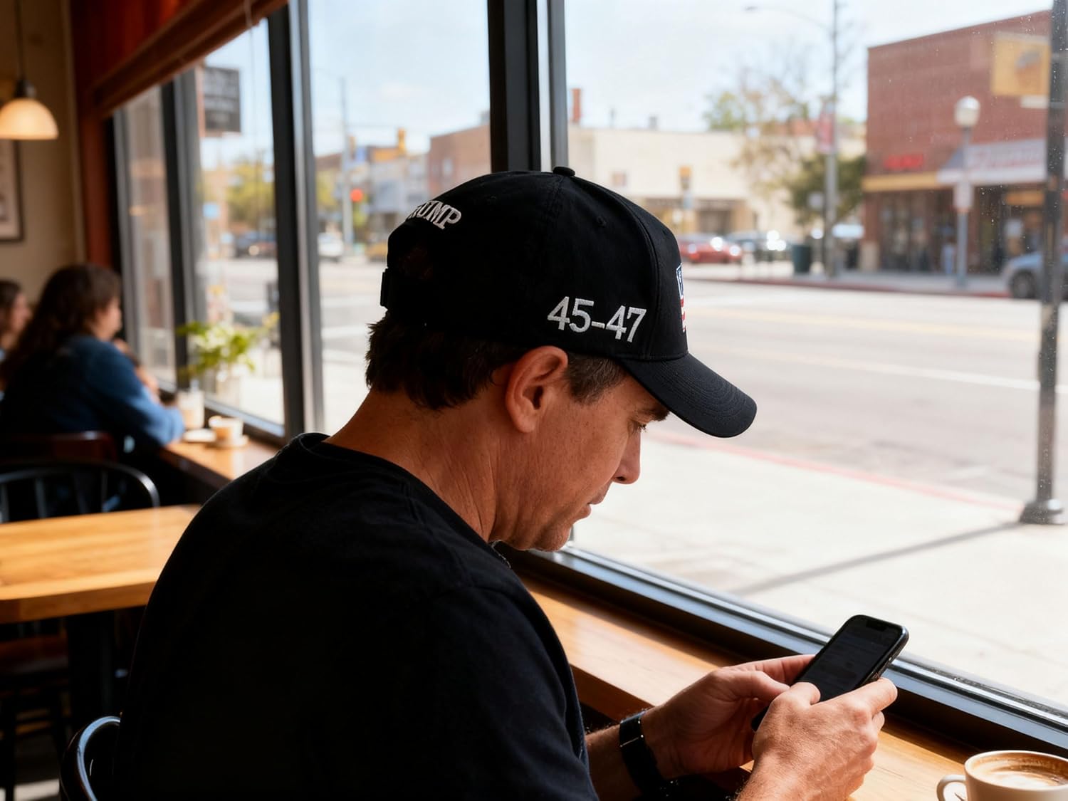 Black Baseball Cap Dad Trucker Hat Embroidered with Trump was Right About Everything, 45-47 and Colored USA Flag, Adjustable Strap Closure - Image 7