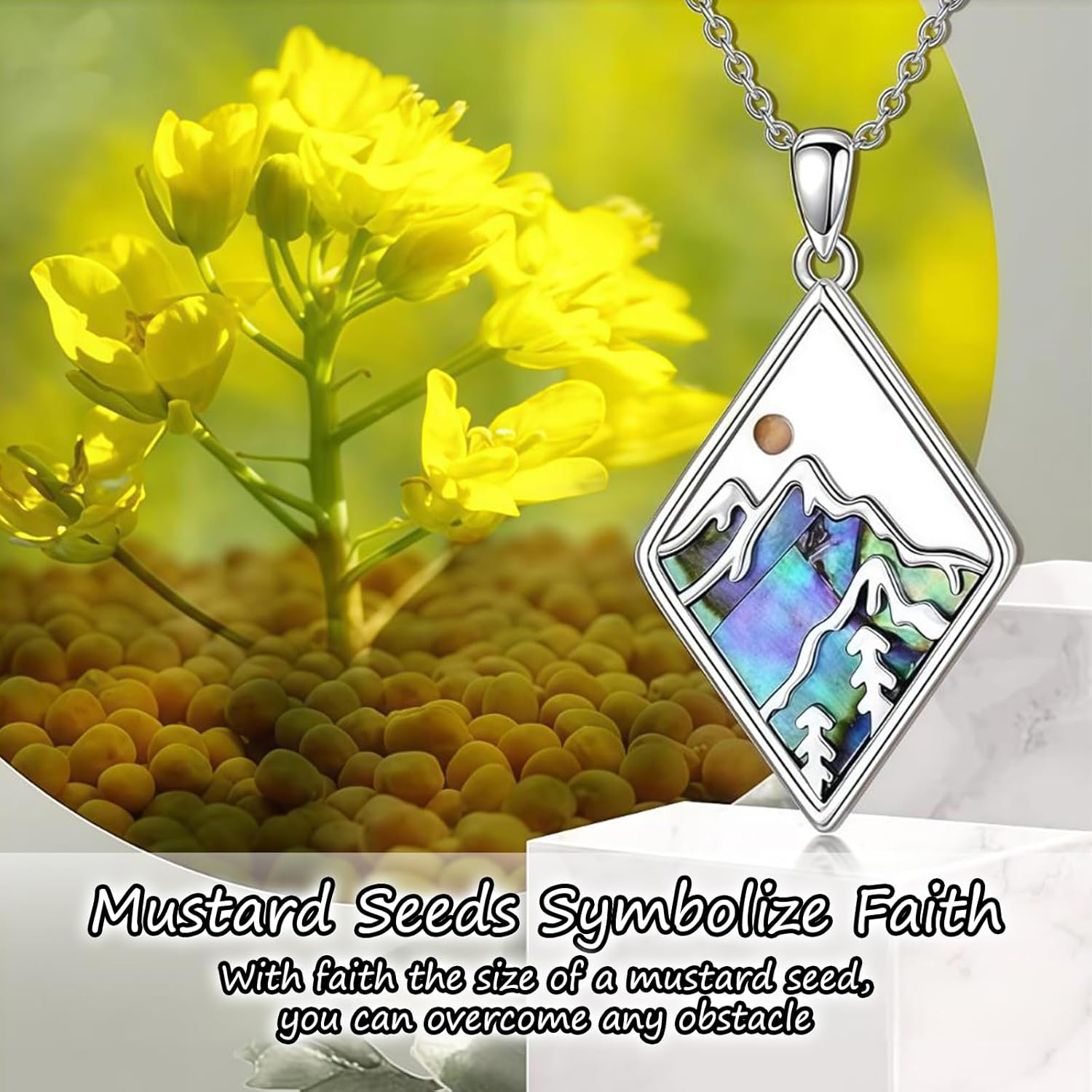 Mustard Seed Faith Necklace Silver Love Moving Mountains-Faith Necklace Inspirational Jewelry for Women - Your Faith Can Move Mountain - Image 4