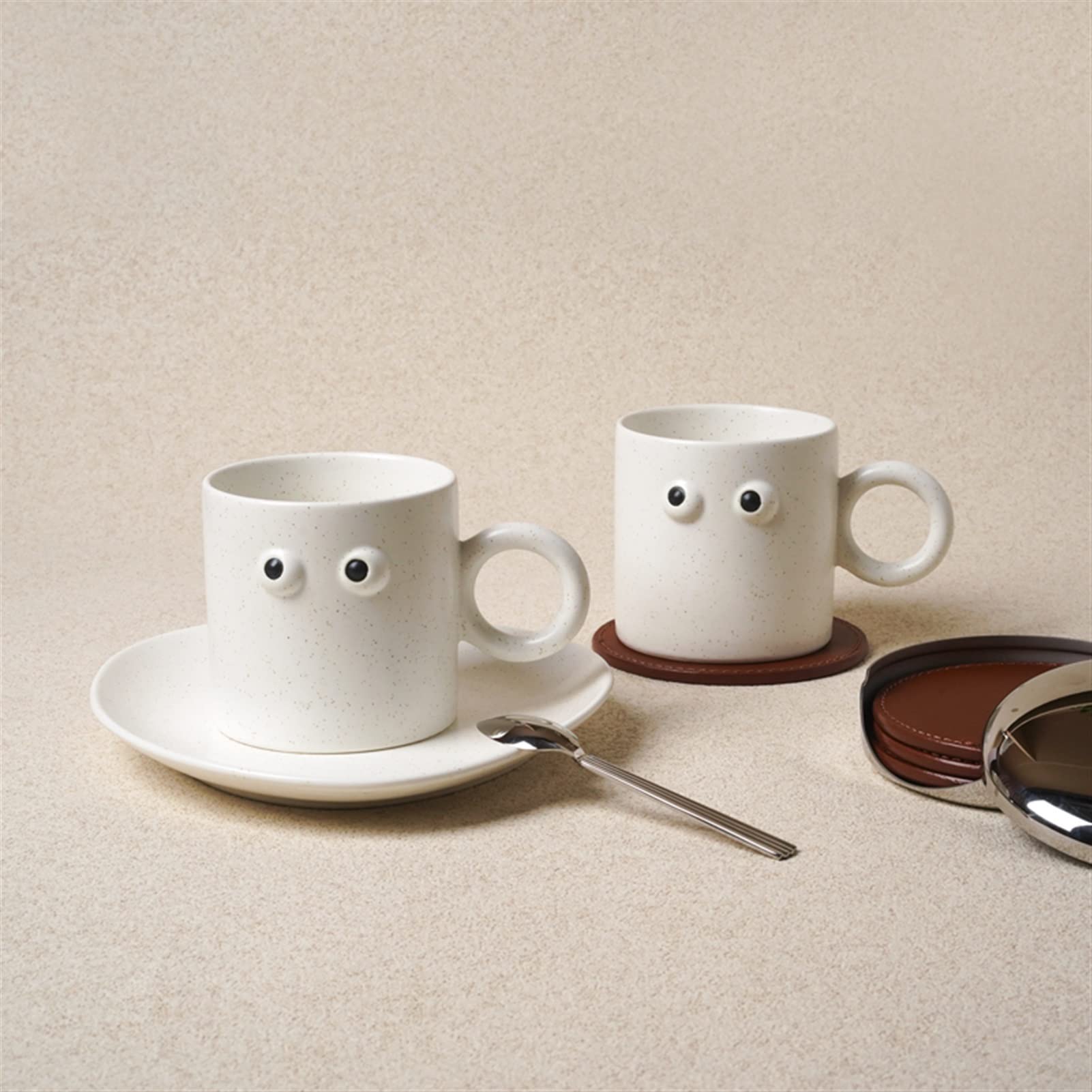 Tazas de Té Taza de la taza de los ojos de la porcelana for el café de la leche de la cafetería de la cafetería de la cafetería creativa del agua de la cafetería divertida for la familia Tazas de Desa