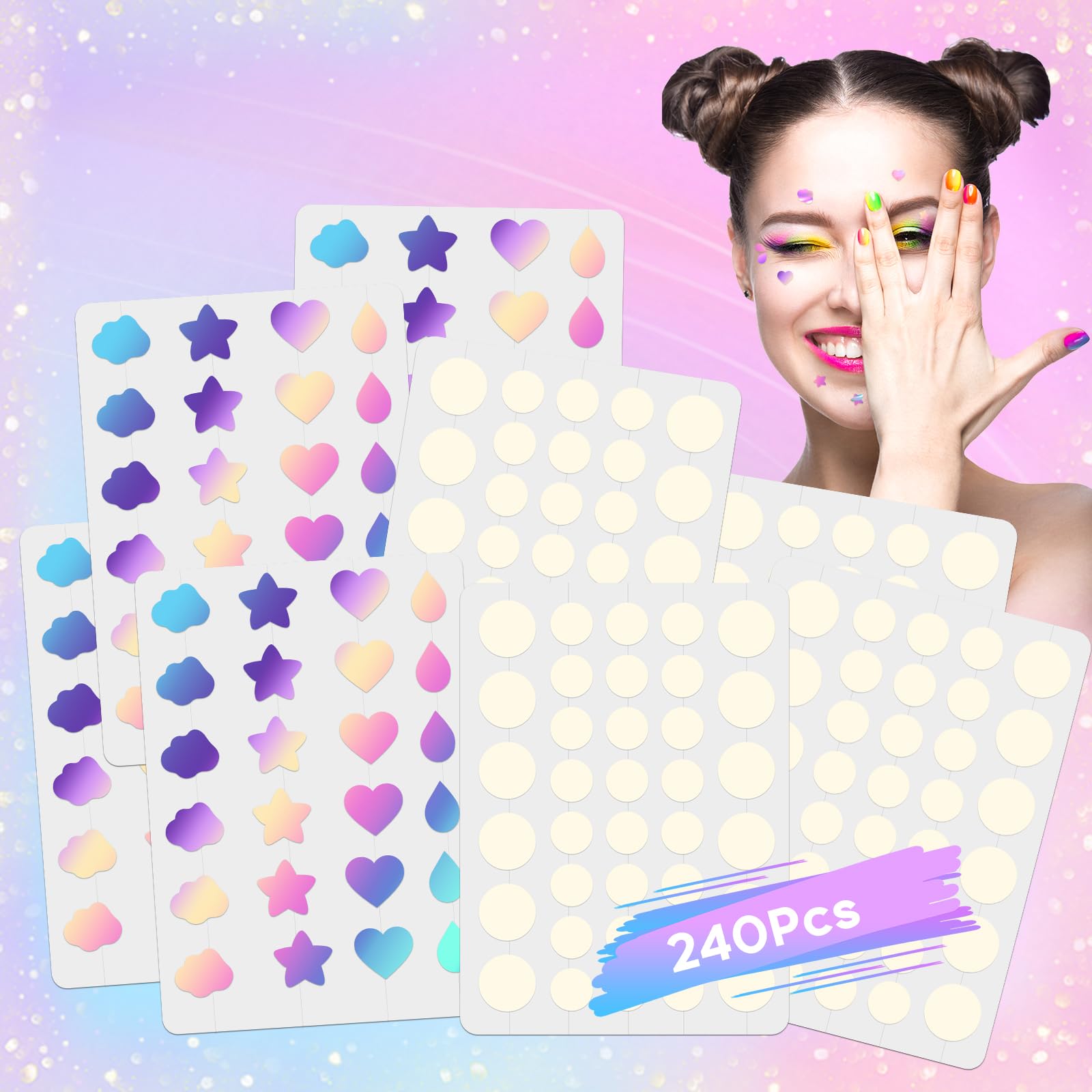 Parches para espinillas con etiqueta de aceite de árbol de té y ácido salicílico, invisibles y resistentes al agua, absorbentes antiespinillas, pueden deshacerse rápidamente del acné, 240 unidades