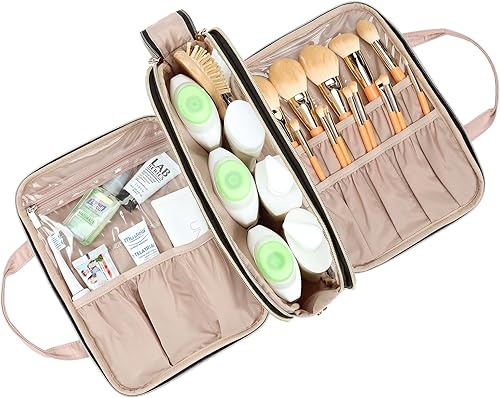 Miniatura 2 de NISHEL Neceser portátil, organizador de artículos de tocador de viaje, Rosado