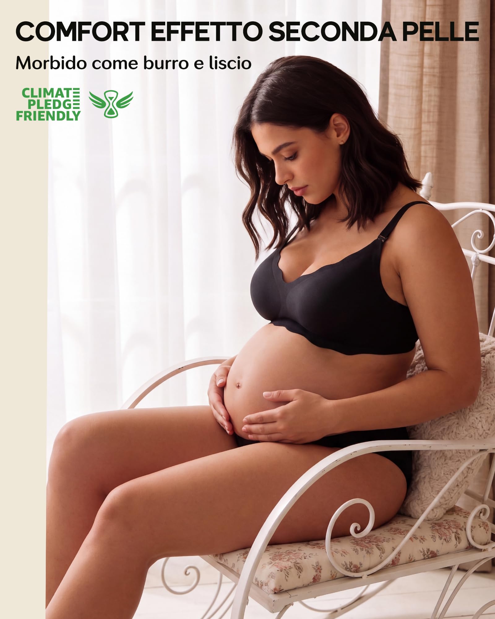 Bresdk Reggiseno Allattamento 2 per Gravinza Senza Ferretto Senza Cuciture | Reggiseno senza ferretto e reggiseno comodo, bordo ondulato, coppe soffici per casa e tempo libero, push up