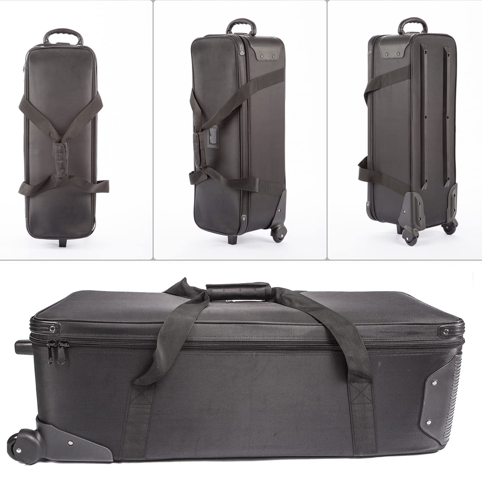Equipo de Estudio fotográfico Carretilla Bolsa de Transporte, Acolchado con Ruedas portátil para trípode Soporte de luz estroboscópica Flash Accesorios, Black, 80.01× 29.97 × 26.92 cm