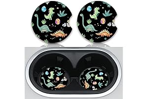 2 Packs Car Coasters Graffiti Accessories for Women Men Cute Dinosaur
