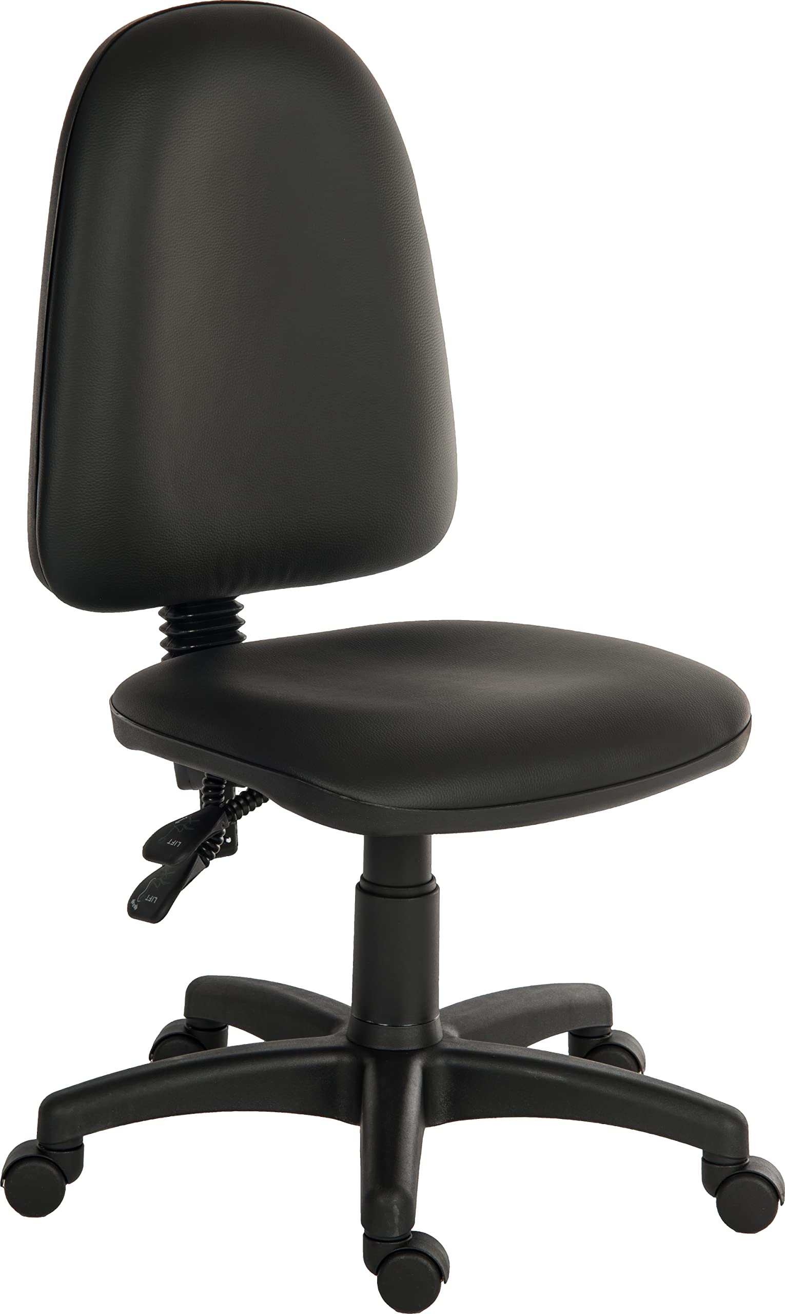 LAB SPACE - Mist 2 Office Chair Upholstered in Black, Charcoal or Blue Fabric - Operator Chair with Adjustable Backrest, Computer Home Office Chair (Fold Down Arms, Black Vinyl/PU)