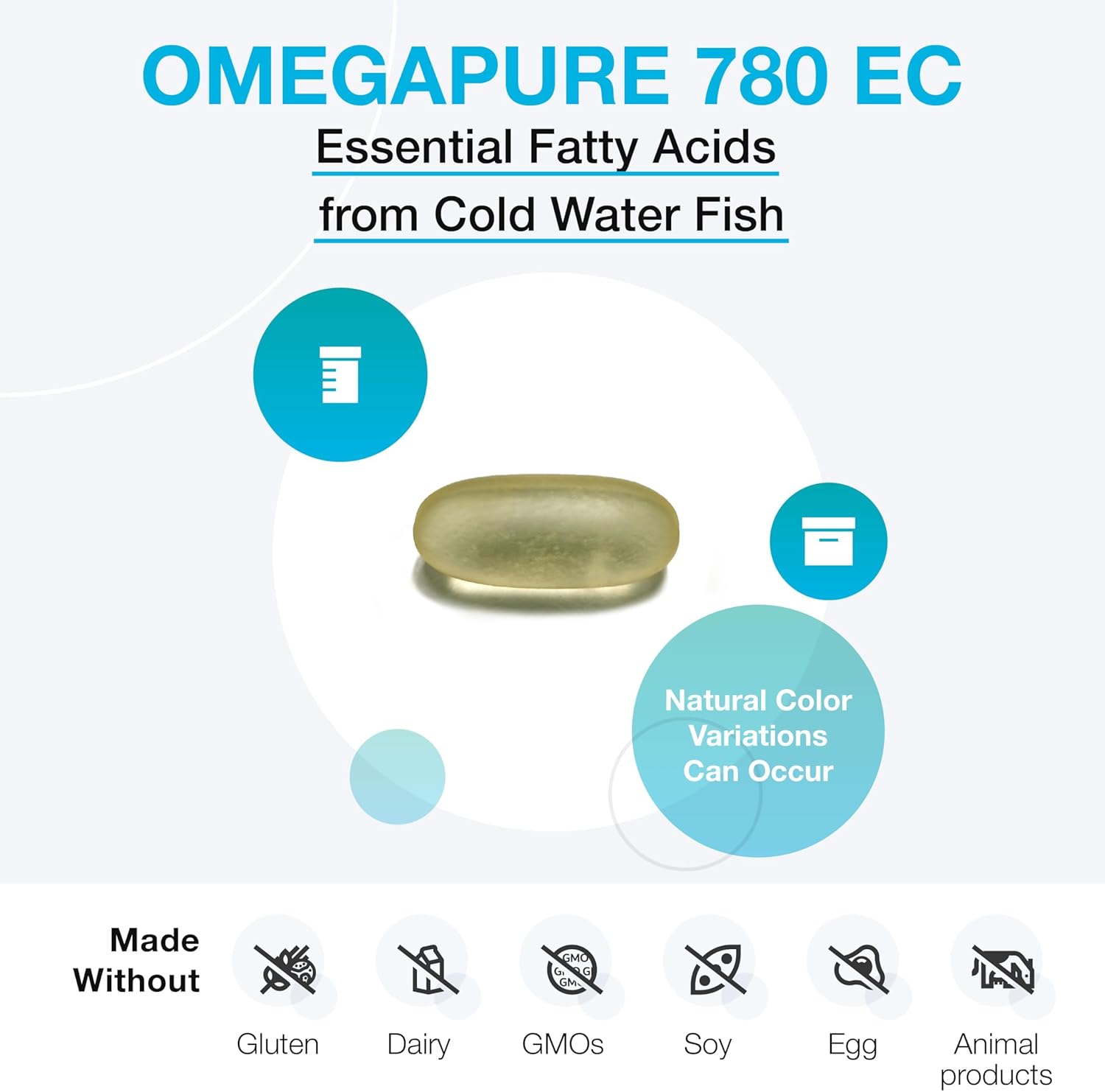 XYMOGEN OmegaPure 780 EC - Cardiovascular & Brain Support - IFOS Five-Star Certified Fish Oil - DHA EPA Omega-3 Supplement - Enteric Coated Softgels - 120 Softgel Tablets