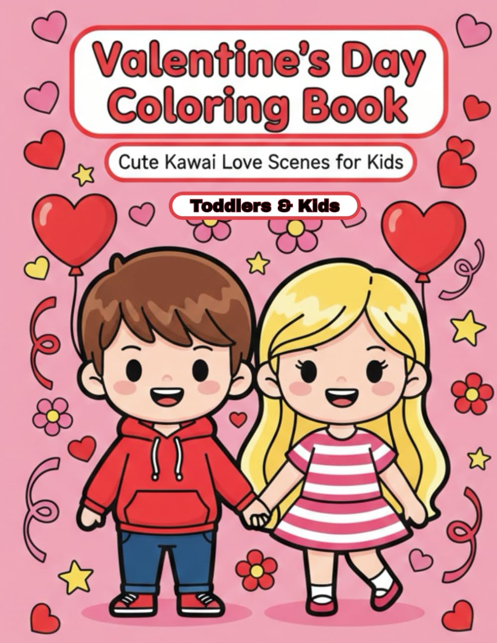 Valentine’s Day Coloring Book for Toddlers and Kids: Cute Kawaii Love Scenes for Toddlers & Preschool Children Ages 2–8