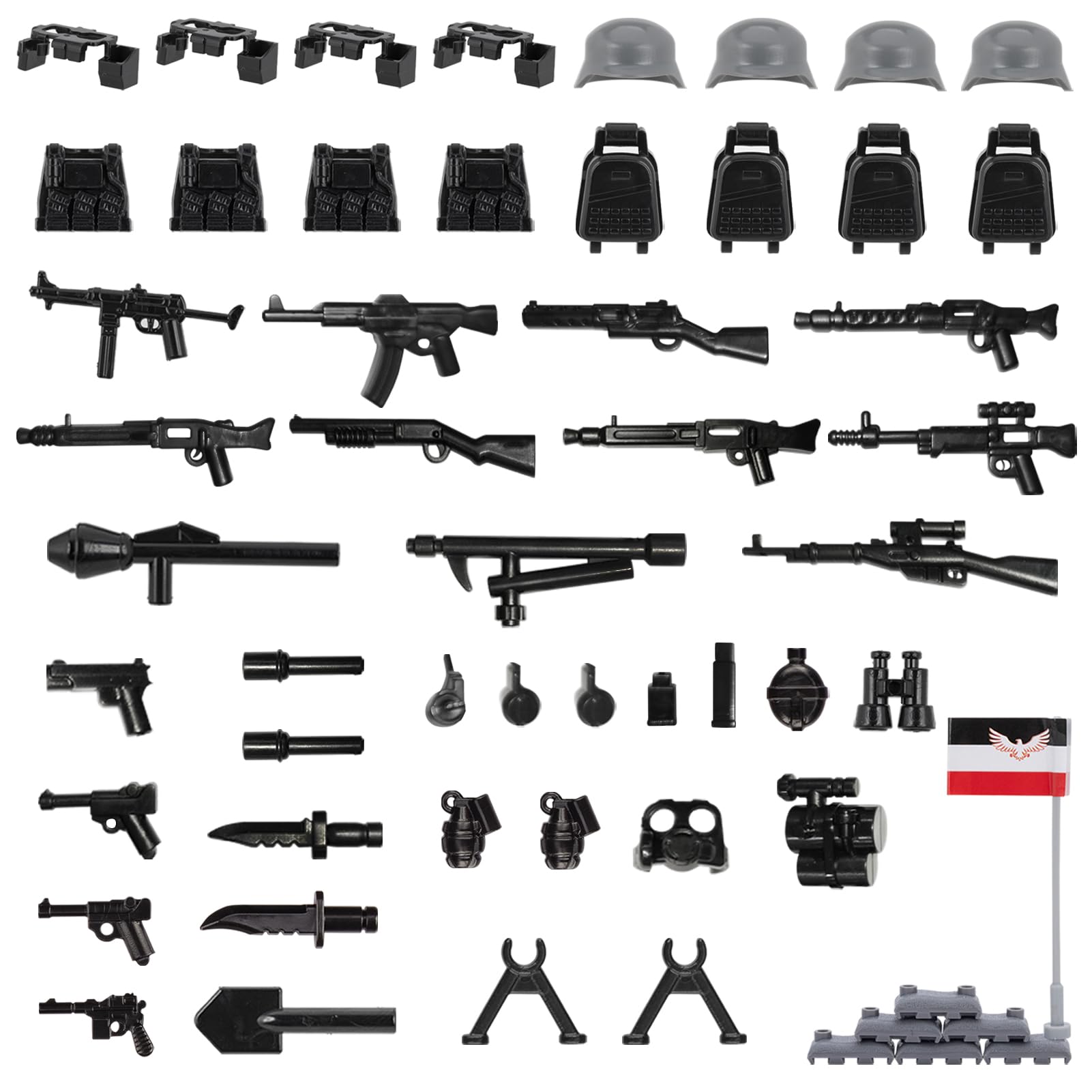 Weapons Pack Military Weapons Accessories WWII Soldier Model Toys Military Equipment Battle Blocks Bricks Children's Toys, Compatible with Mini Figure Brick Toy for Boys Age 3＋