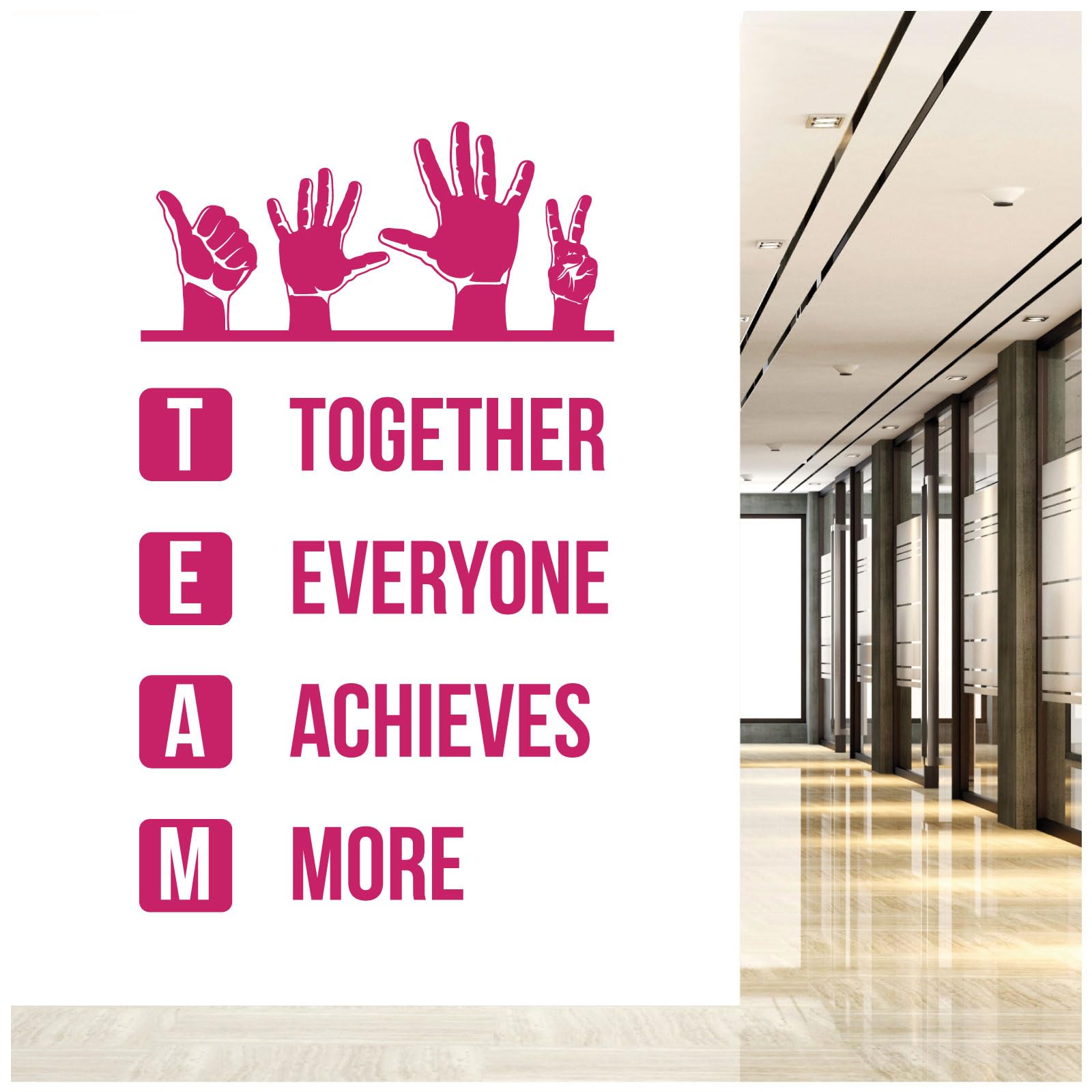 Team - Together Everyone Achieves More - Wall Quote, Office, Corporate, Corridor Wall Art Sticker [Medium] [Magenta] — image 1