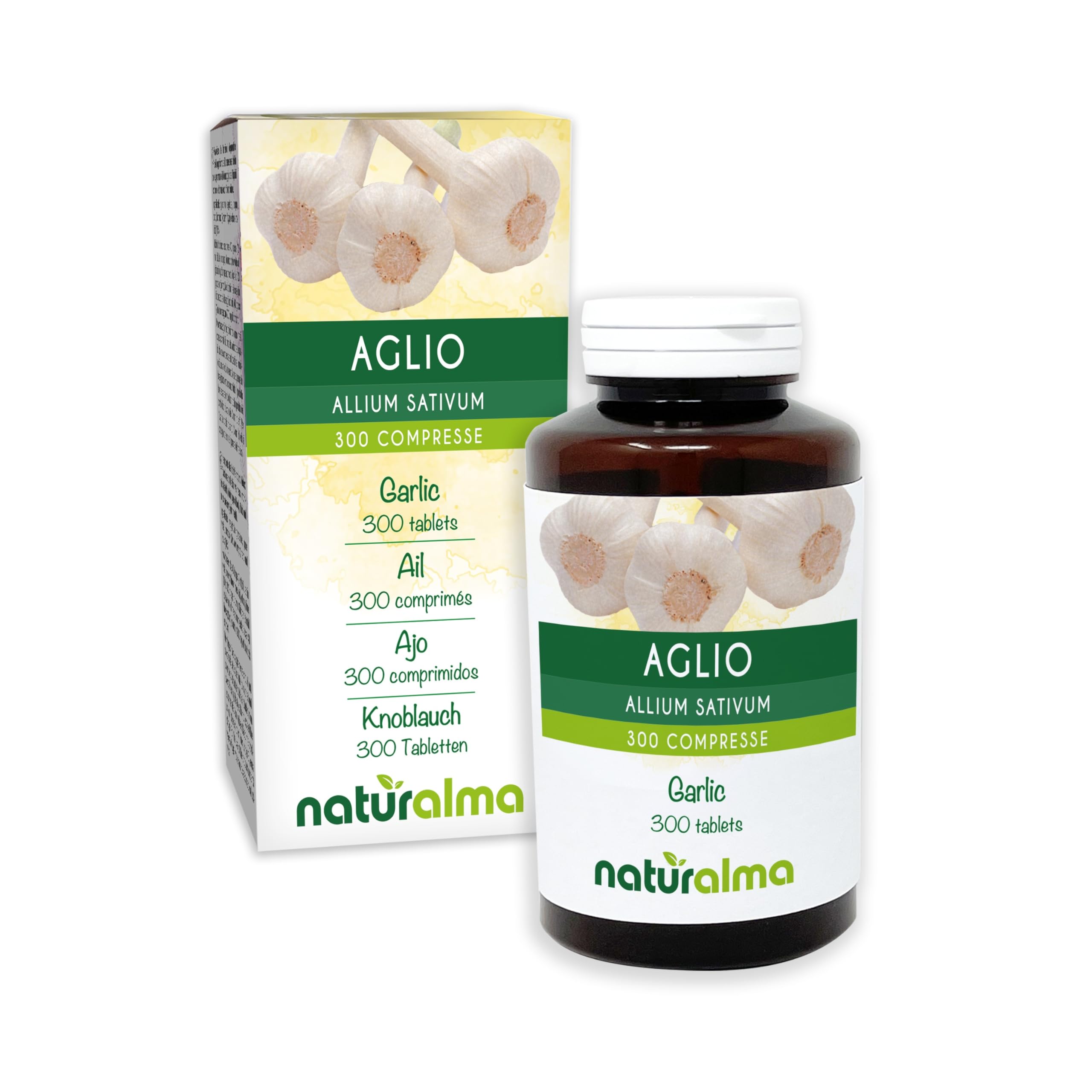 Aglio (Allium sativum) bulbi Naturalma - 150 g - 300 compresse - Integratore alimentare - Naturale e Vegano