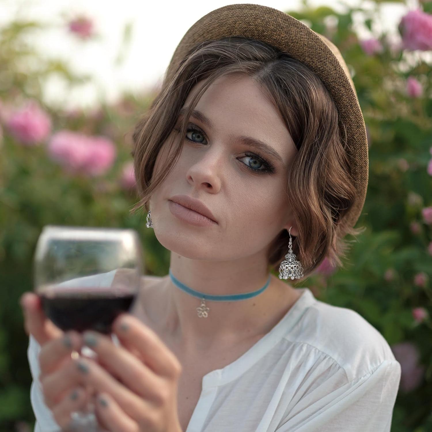 Glenmal 8 Pairs Jhumka Indian Earrings Metal Bohemian Chandelier Dangle Earring for Women Girls Vintage image 6 of 7 B0B74K76RP