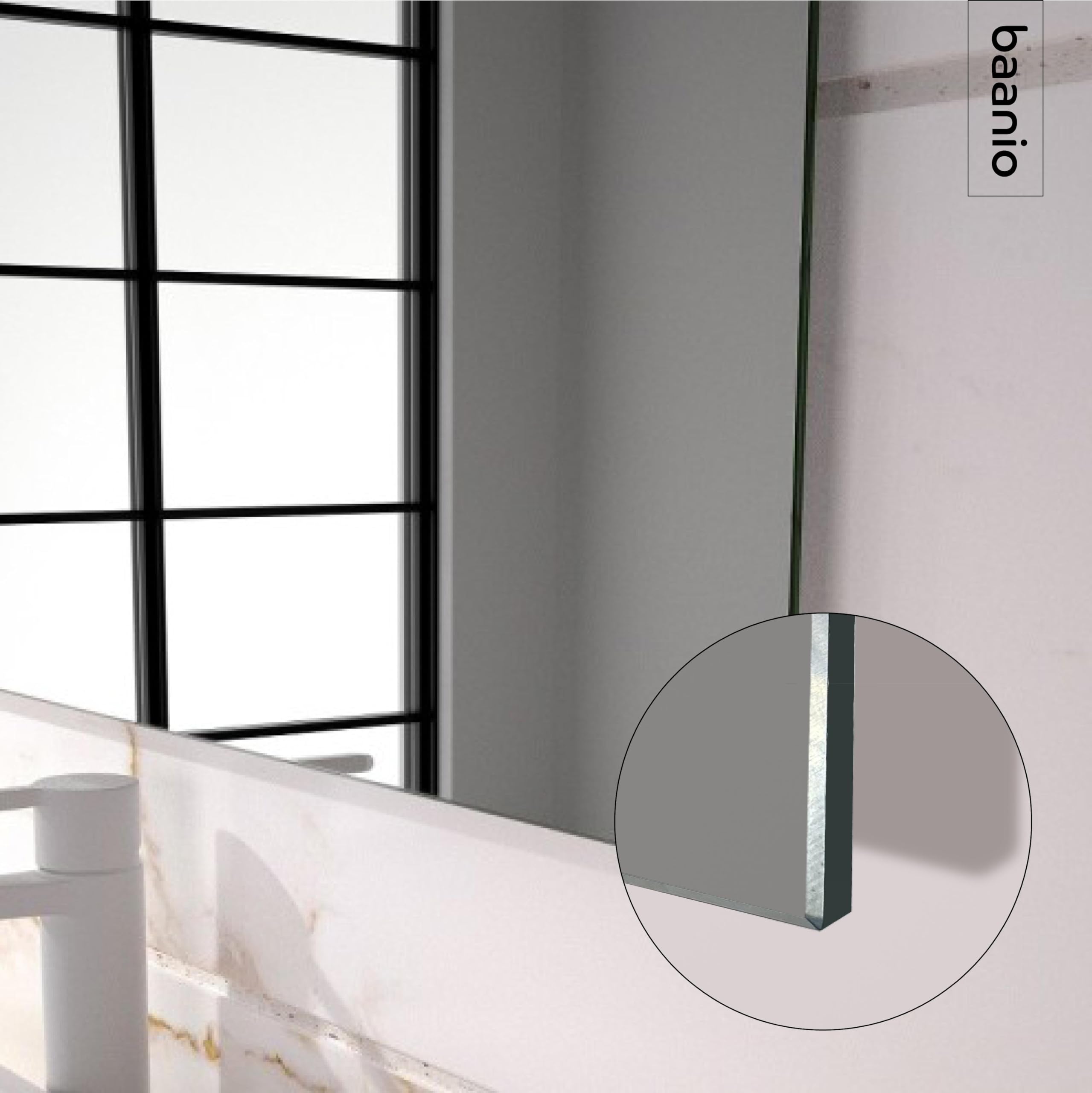 Espejo Baño Rectangular 80x140 cm Pure | Espejos de Baño con Antivaho | Vidrio Resistente 4 mm, Plata Ecológica sin Cobre, Fácil Instalación | Montaje Horizontal o Vertical | Diseño Moderno