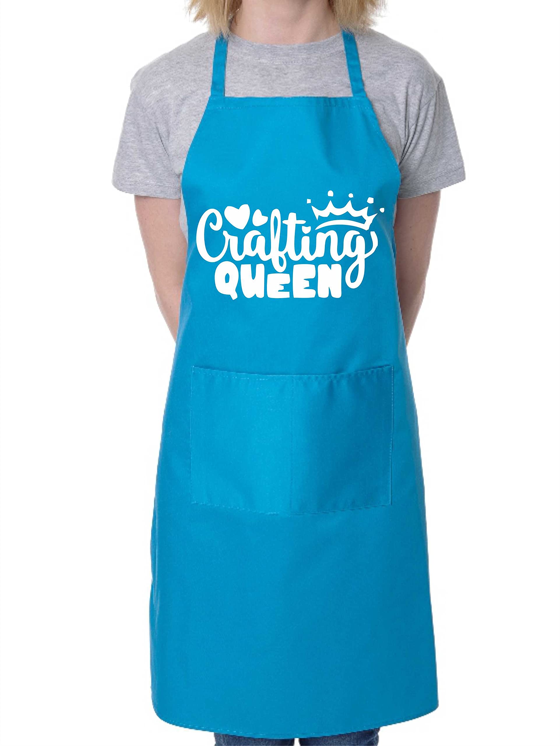 Print4U Crafting Queen Funny Apron Novelty Baking Crafting Knitting Cooking Blue