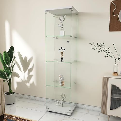 Miniatura 1 de Zevemomo Vitrina de cristal con 4 estantes con puertas para sala de estar, dormitorio, sala de exposiciones, oficina, instalación rápida, 16.73 x