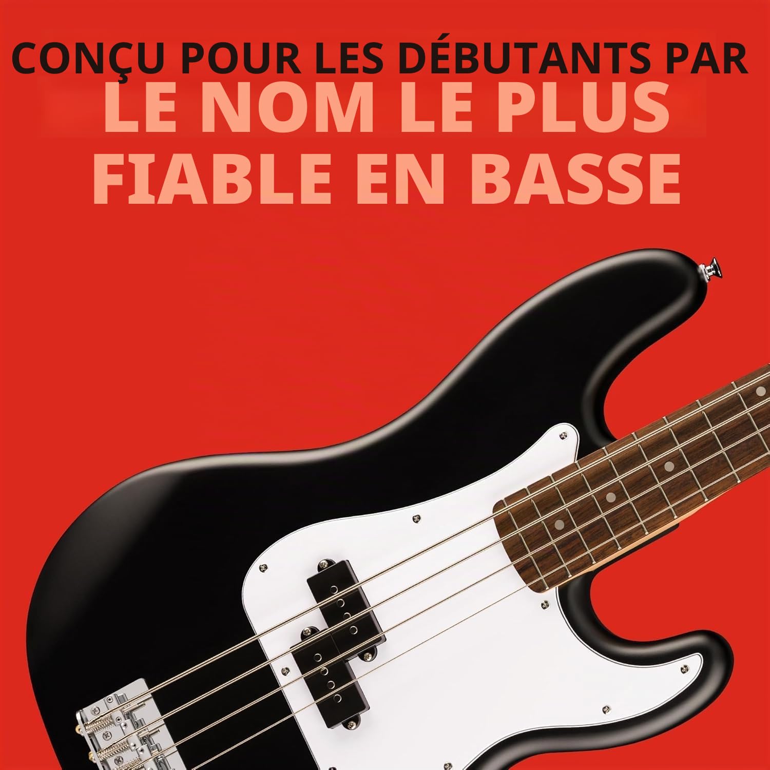 Squier by Fender Debut Collection Guitare électrique basse de précision Comprend Rumble 15 Amp, sac de transport, sangle, câble, médiators, accordeur, support, cordes supplémentaires + 3 mois