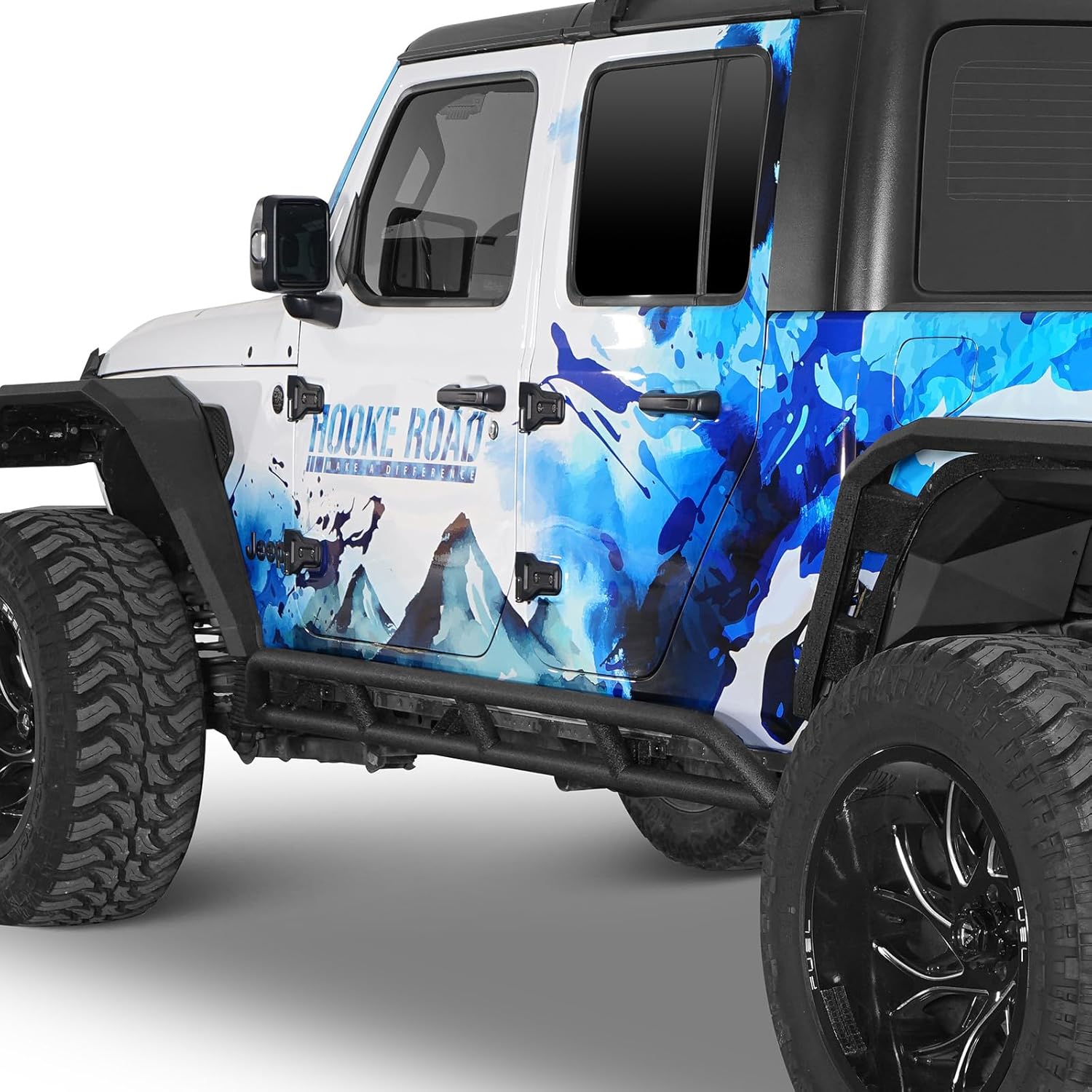 Hooke Road Gladiator Rock Slider Side Rail Rock Guards for Jeep Gladiator JT 2020-2026 Pickup Truck, Tubular Offroad Steel Nerf Bars - 2PCS