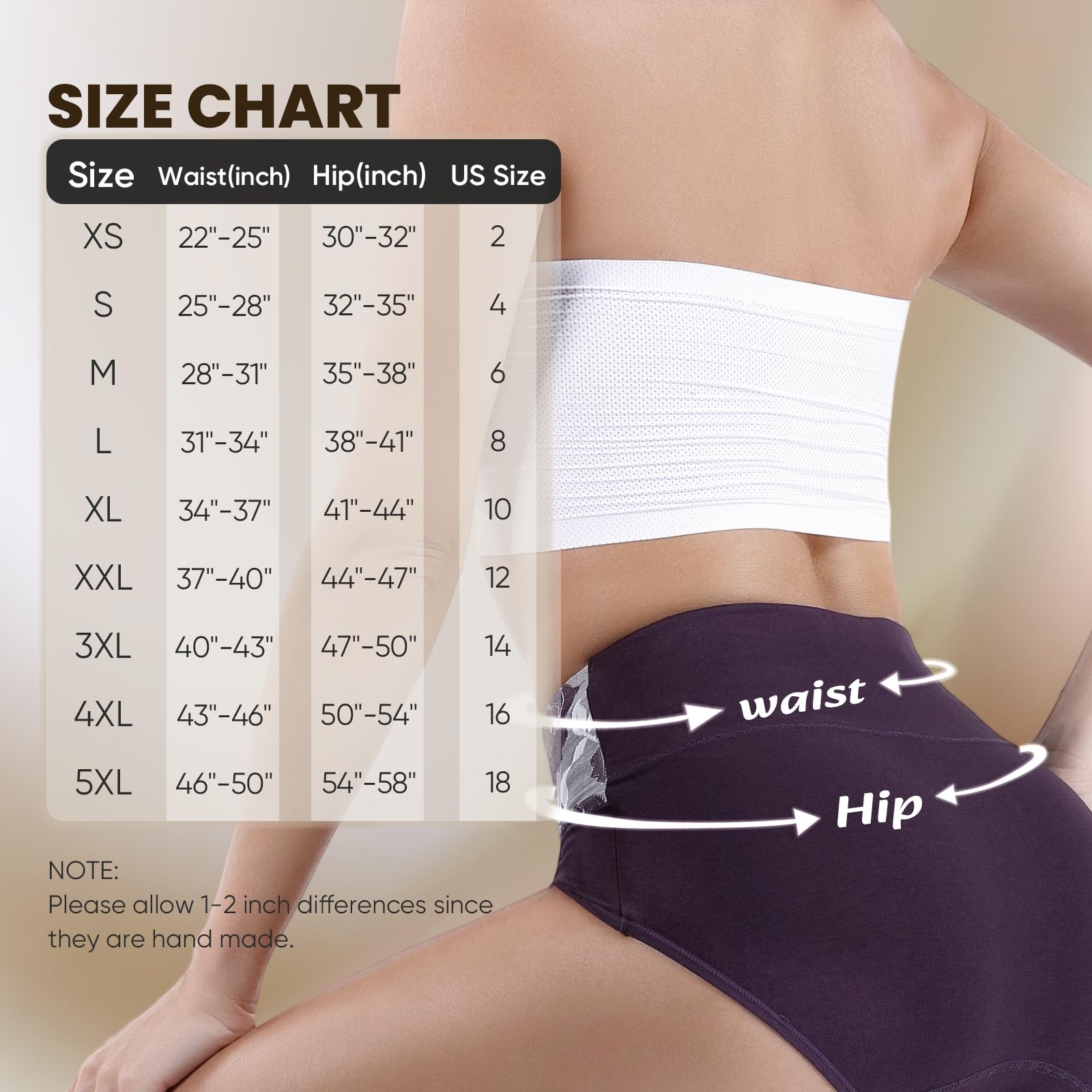 Honzadar Pack de sous-vêtements respirants en coton pour femme, effet gainant au niveau du ventre, taille haute, couverture intégrale