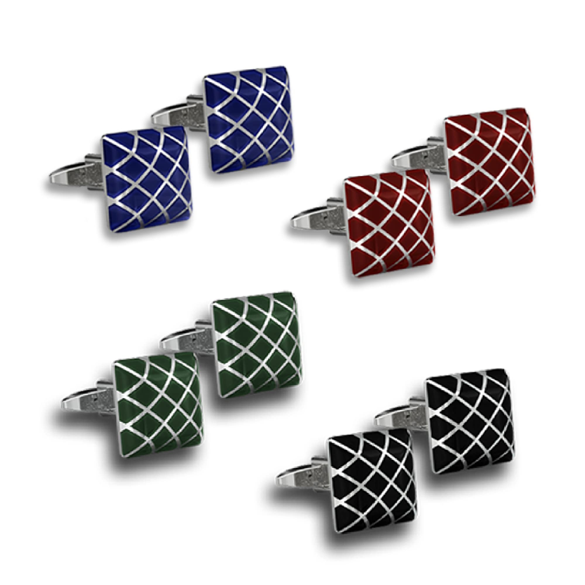 DUVERNET Gemelli di Lusso Blu Reale per Uomo - Affari - Abito - Class & Chic per Matrimonio - Idea Regalo Gemelli per Camicia - Cura (4X Stainless Steel)