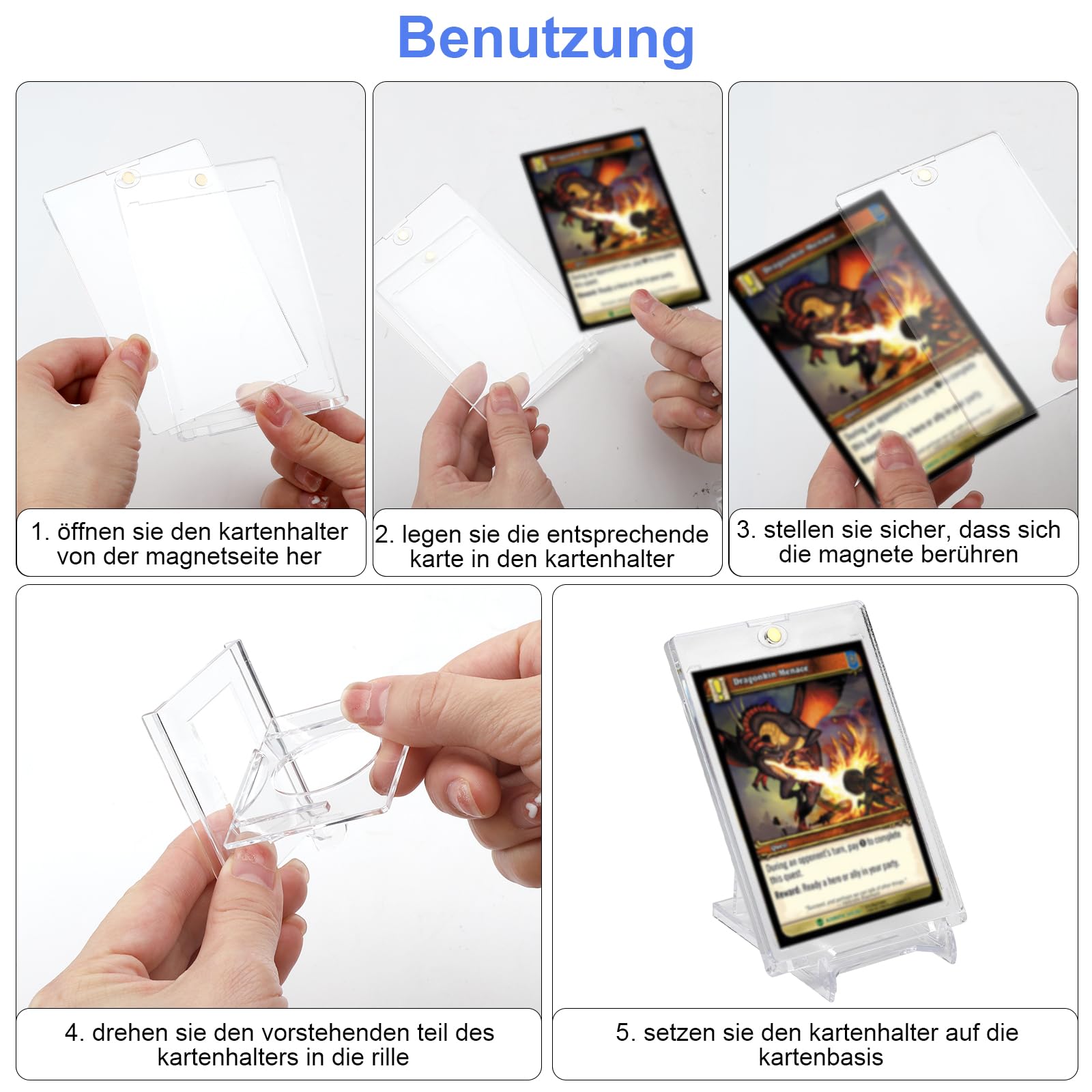8 sztuk magnetycznych uchwytów na karty, karty kolekcjonerskie, UV, etui na karty do gry, 35 PT, z 6 stojakami na karty, karty handlowe na Pokemony, Yugioh, Magic, TCG, MTG, kolekcja kart