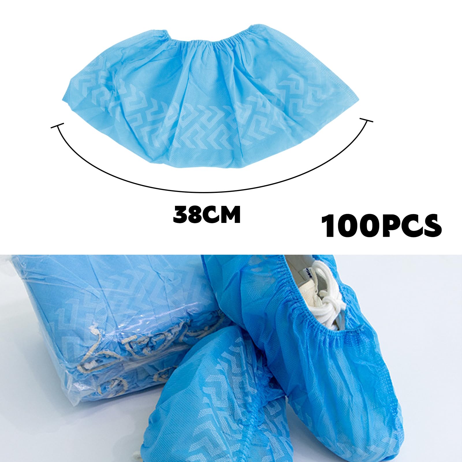 Couvre-Chaussures Jetables AURMOO - 50 Paires Bleues En CPE Antidérapant Et Imperméable - Pour Maison, Bureau, Musée