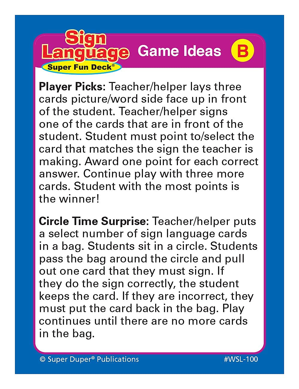 Amazon.com: Super Duper Publications| 400 American Sign Language (ASL)  Flash Cards Fun Deck | Educational Learning Resource for Children : Toys &  Games