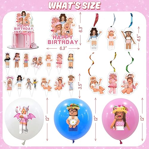 Miniatura 5 de Roo-blox - Suministros de fiesta de cumpleaños, decoraciones de fiesta de Roo-blox, recuerdos de fiesta para niños con pancartas de cumpleaños,