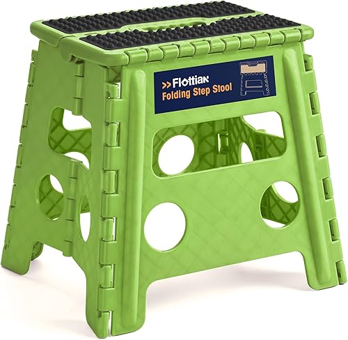 Flottian Taburete plegable de 13 pulgadas para adultos y niños con capacidad para hasta 300 libras, taburetes plegables antideslizantes con asa,