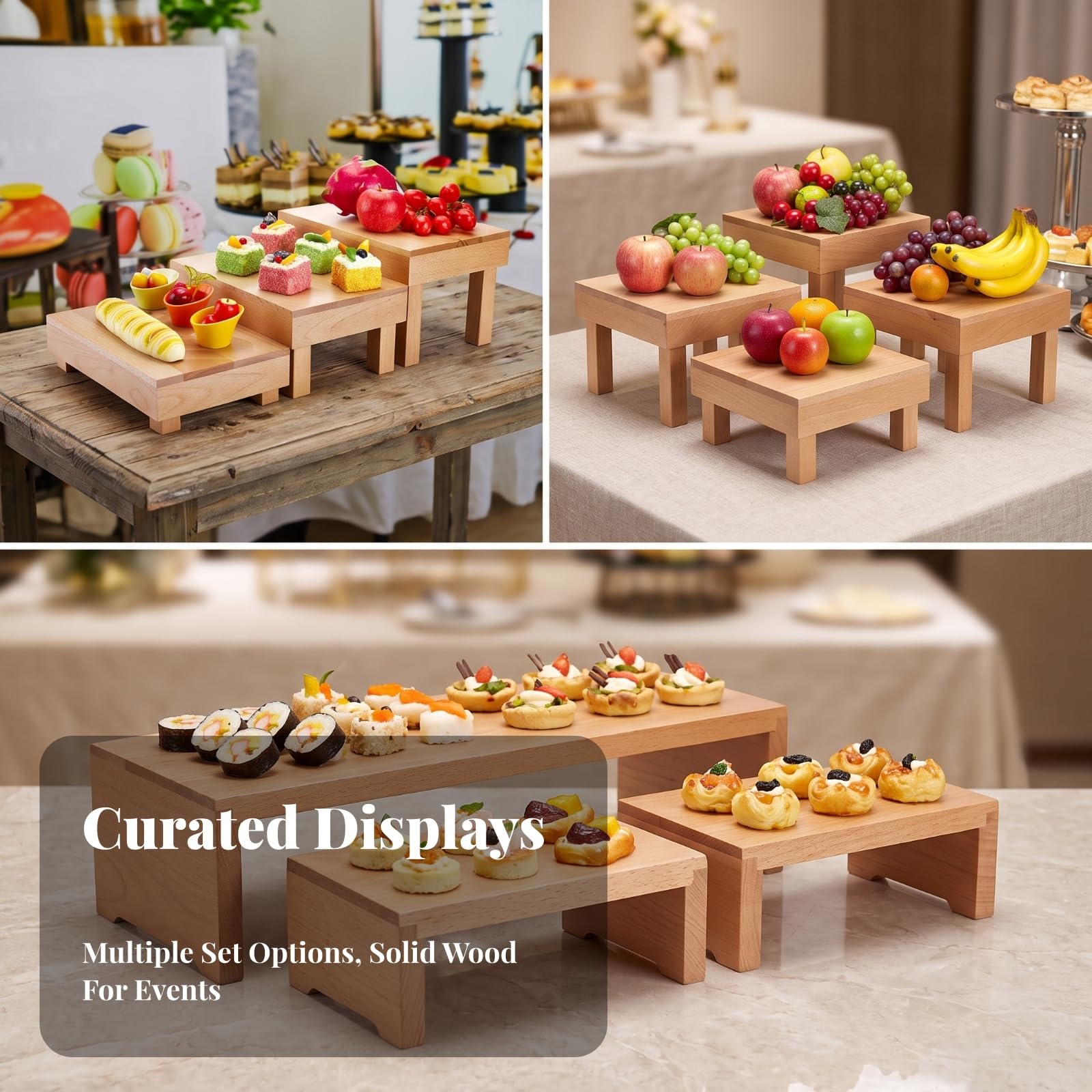 3 Piezas Expositor Versátil | Elevador Comida , Elegan, para Fiestas en Casa, Reposros , Estilo D
