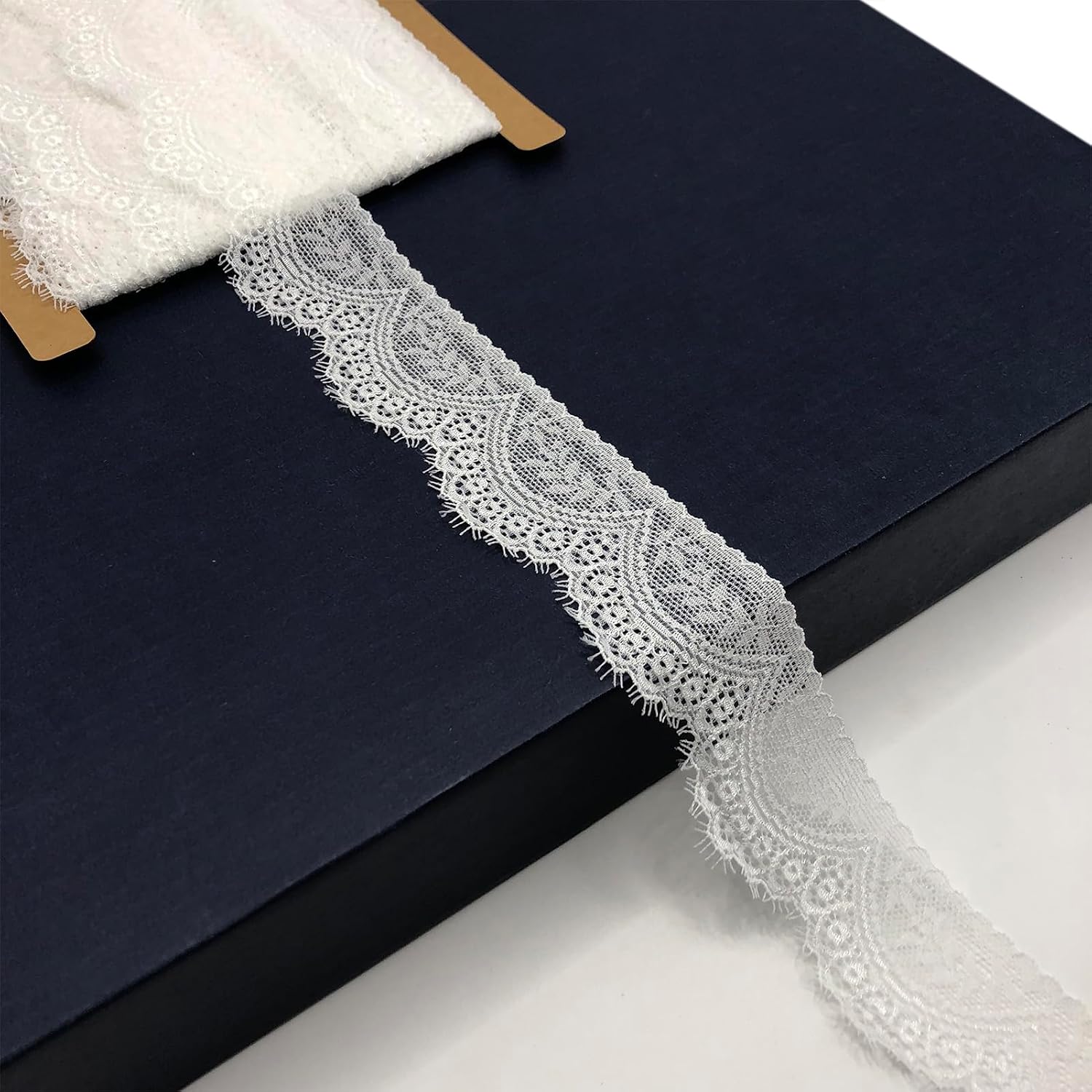 1.5 Inch Wide Lace Trim Ribbon, Stretchy Lace Fabric, Perfect for Crafting, Sewing Making, Gift Wrapping and Bridal Wedding Decorations - 10 Yards -1779 (Black)