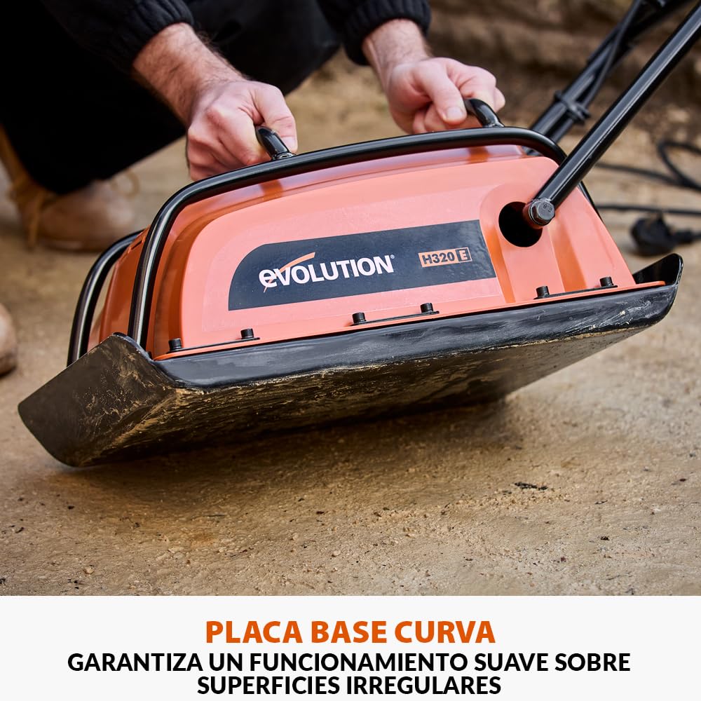 Evolution Power Tools H320-E Hulk Electro Compactador de Placas, Eléctrico - Ideal para Nivelar Pavimento, Preparación de Terreno de Césped Artificial, Patio, Albañilería - 2 Años de Garantía, 230V