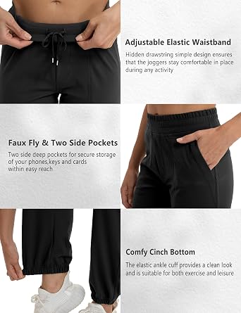 VOOVEEYA Women's Joggers Yoga Pants with Pockets Running Sweatpants High Waisted Stretchy Lounge Pants