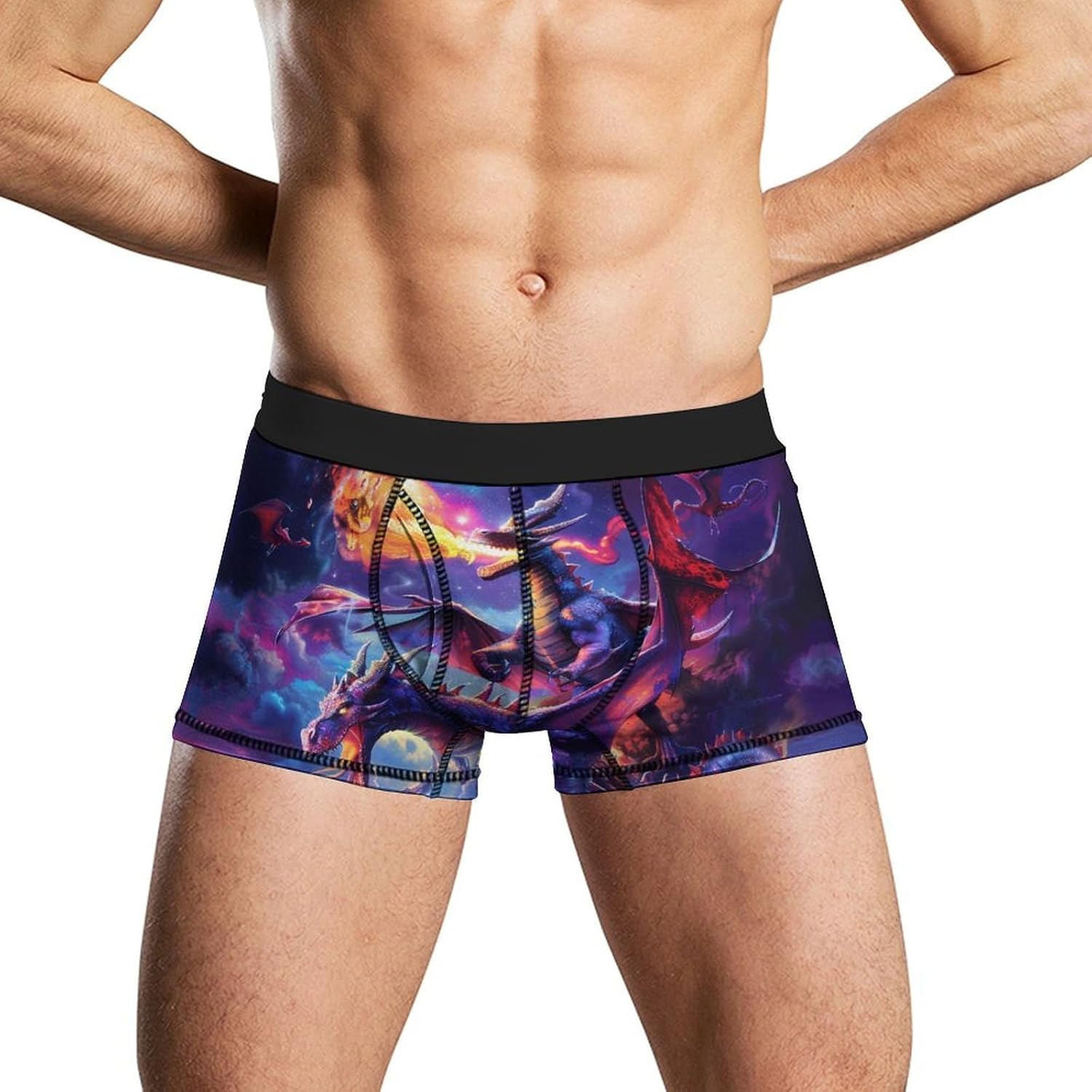 Dragon Night Castle Novelty Men's Trunks Soft Breathable Underwear Patterned Stretch Briefs
